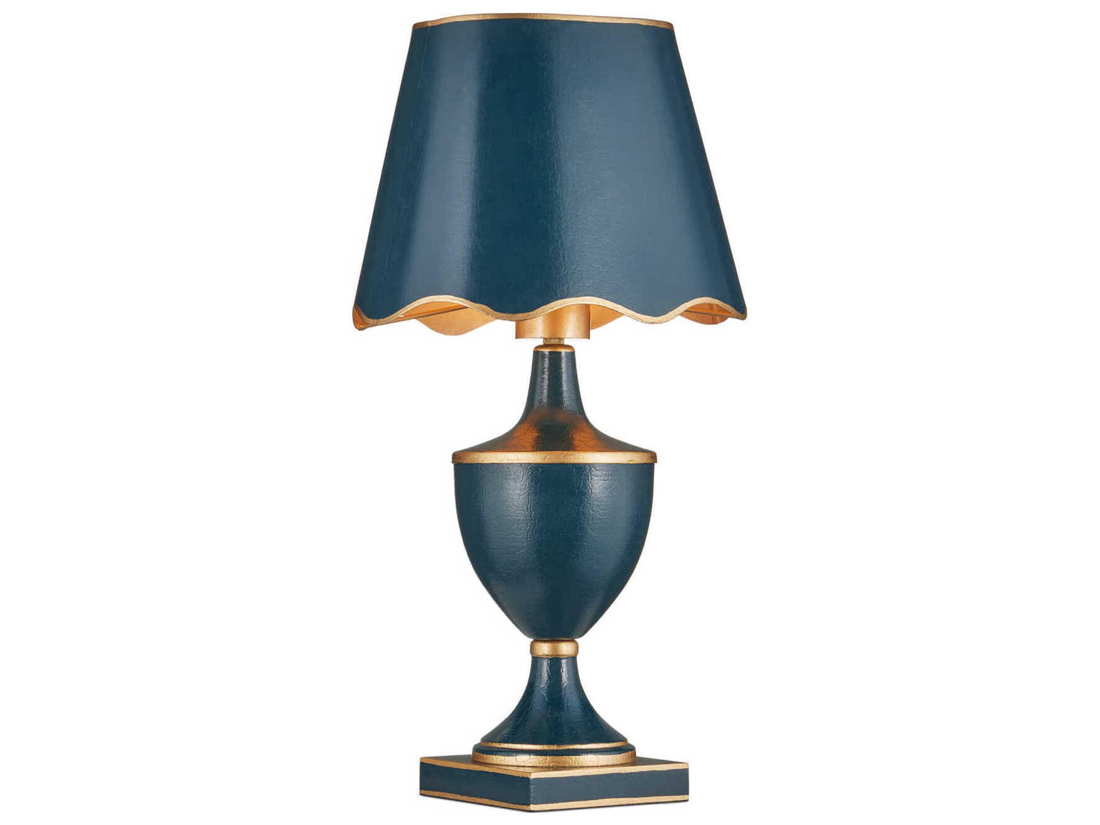 Currey & Company Travelogue Navy Gold Crackle Metal Blue Traditional Table Lamp