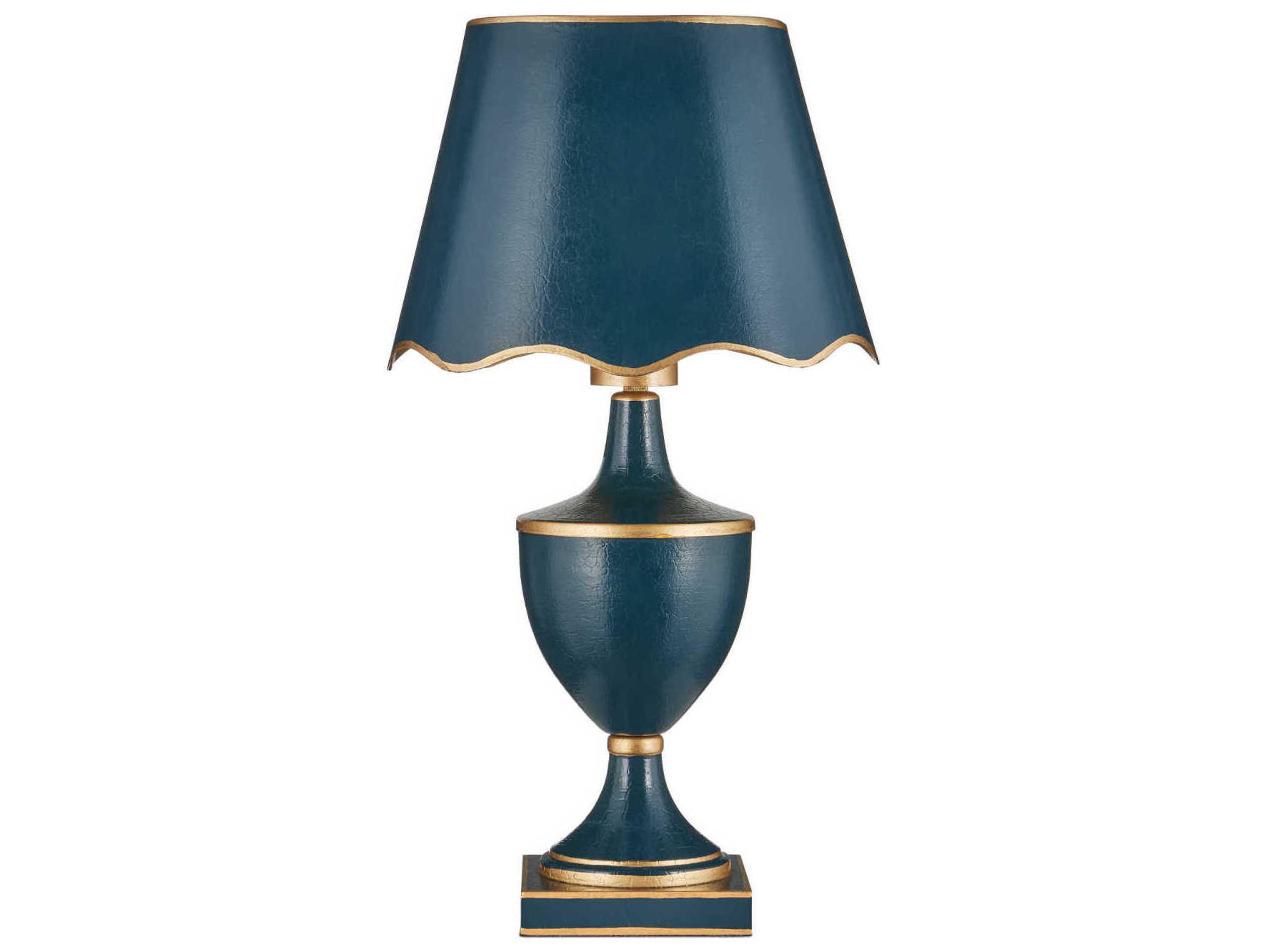 Currey & Company Travelogue Navy Gold Crackle Metal Blue Traditional Table Lamp