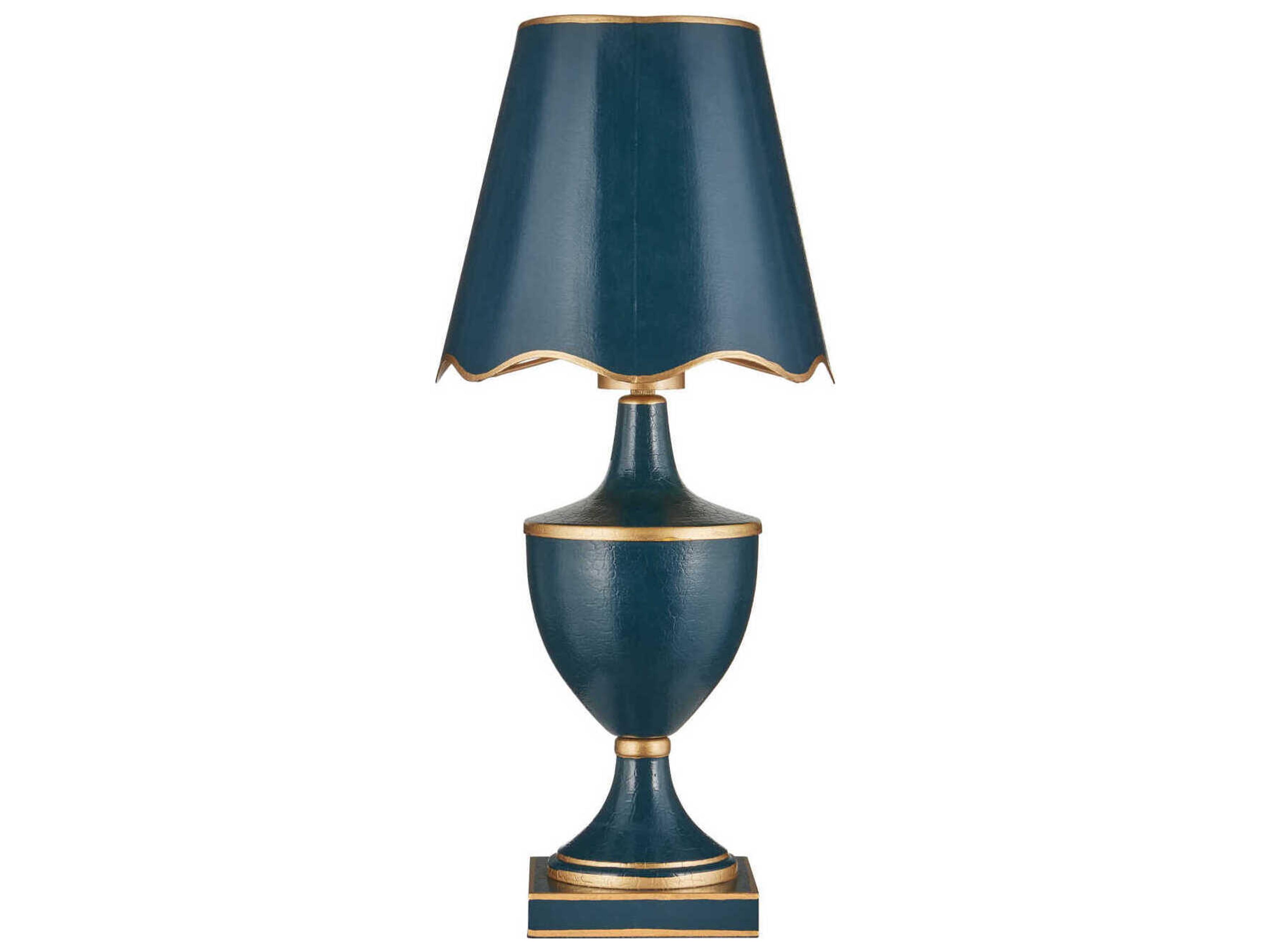 Currey & Company Travelogue Navy Gold Crackle Metal Blue Traditional Table Lamp