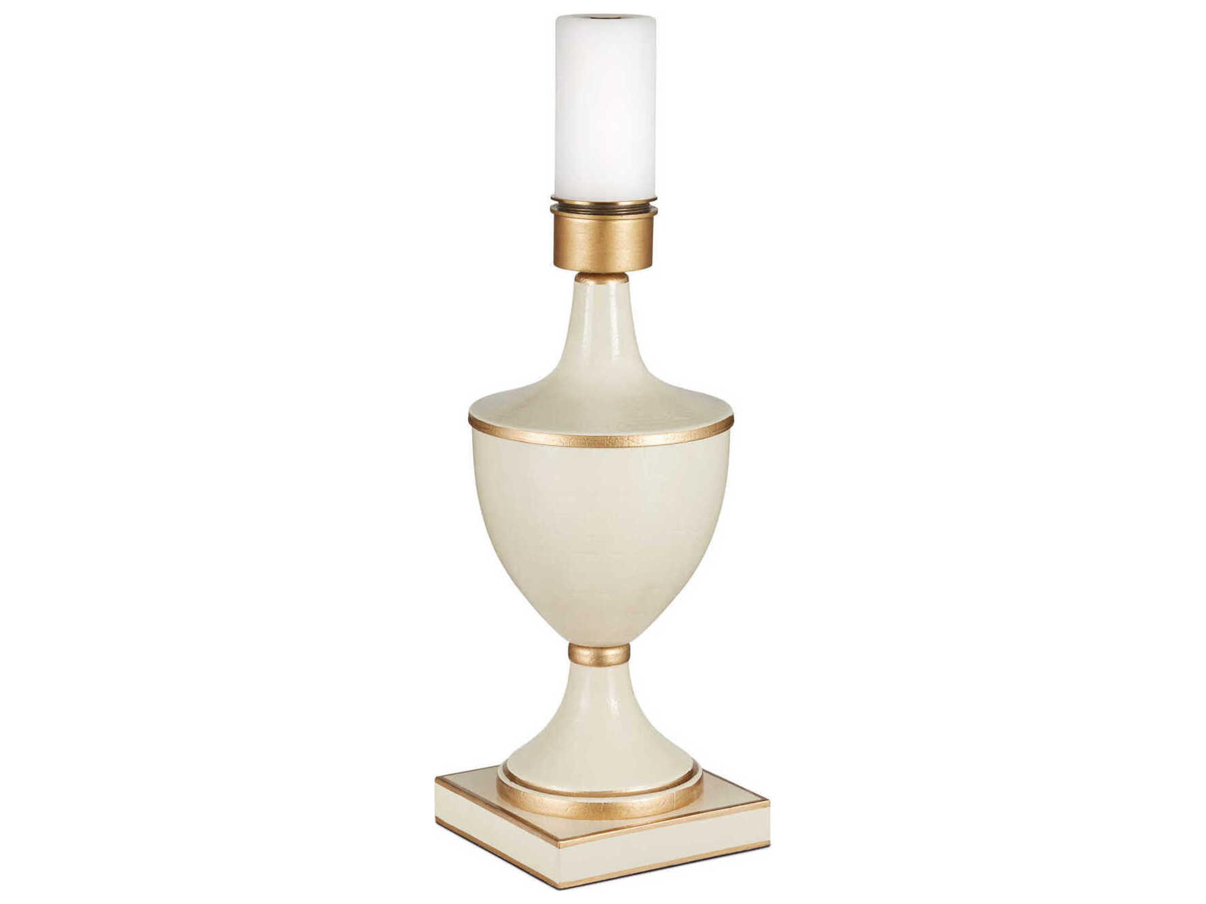 Currey & Company Travelogue Ivory Gold Crackle Metal White Traditional Table Lamp