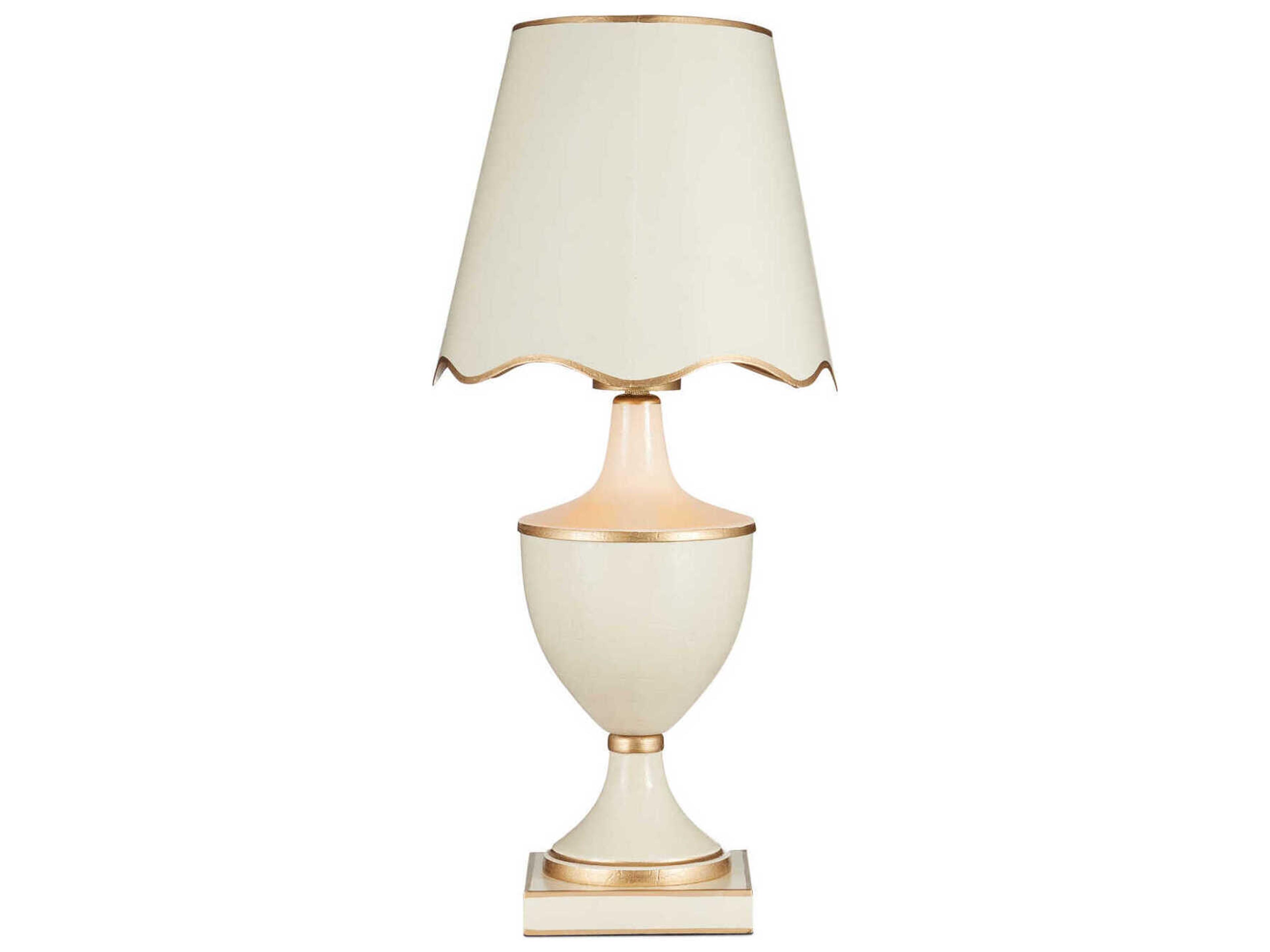 Currey & Company Travelogue Ivory Gold Crackle Metal White Traditional Table Lamp