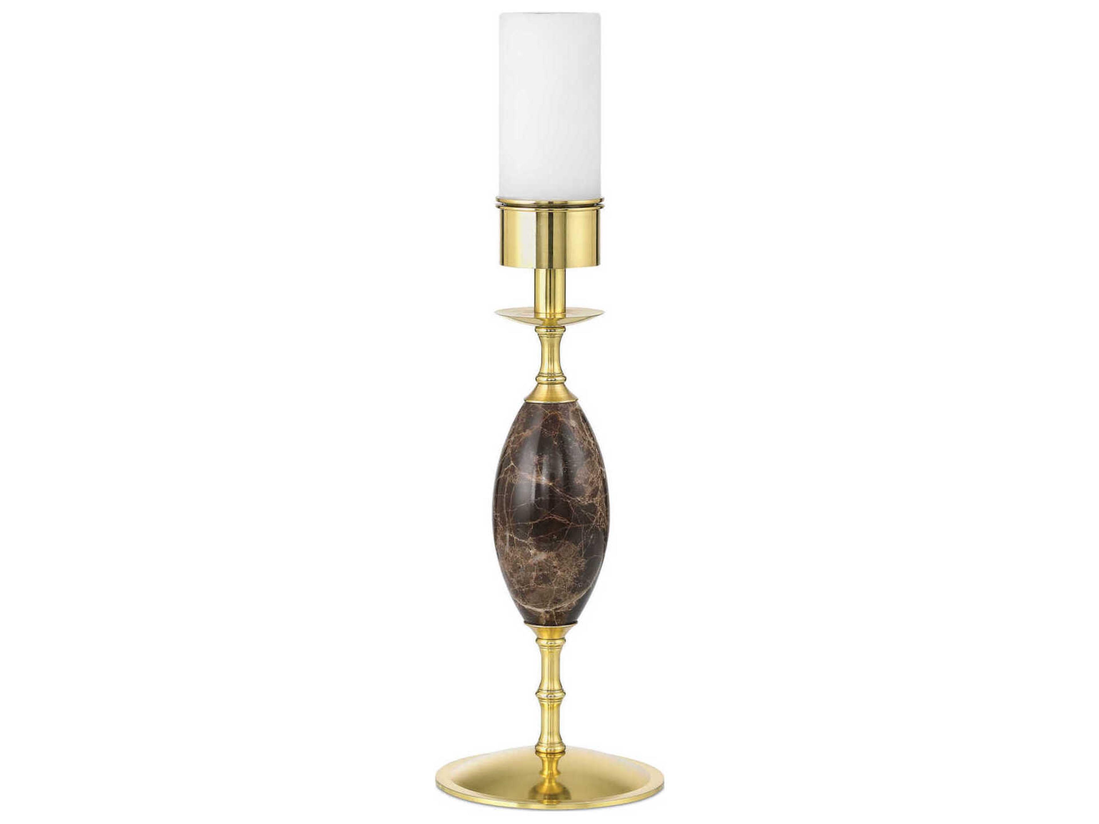 Currey & Company Marche Brown Brass White Linen Table Lamp