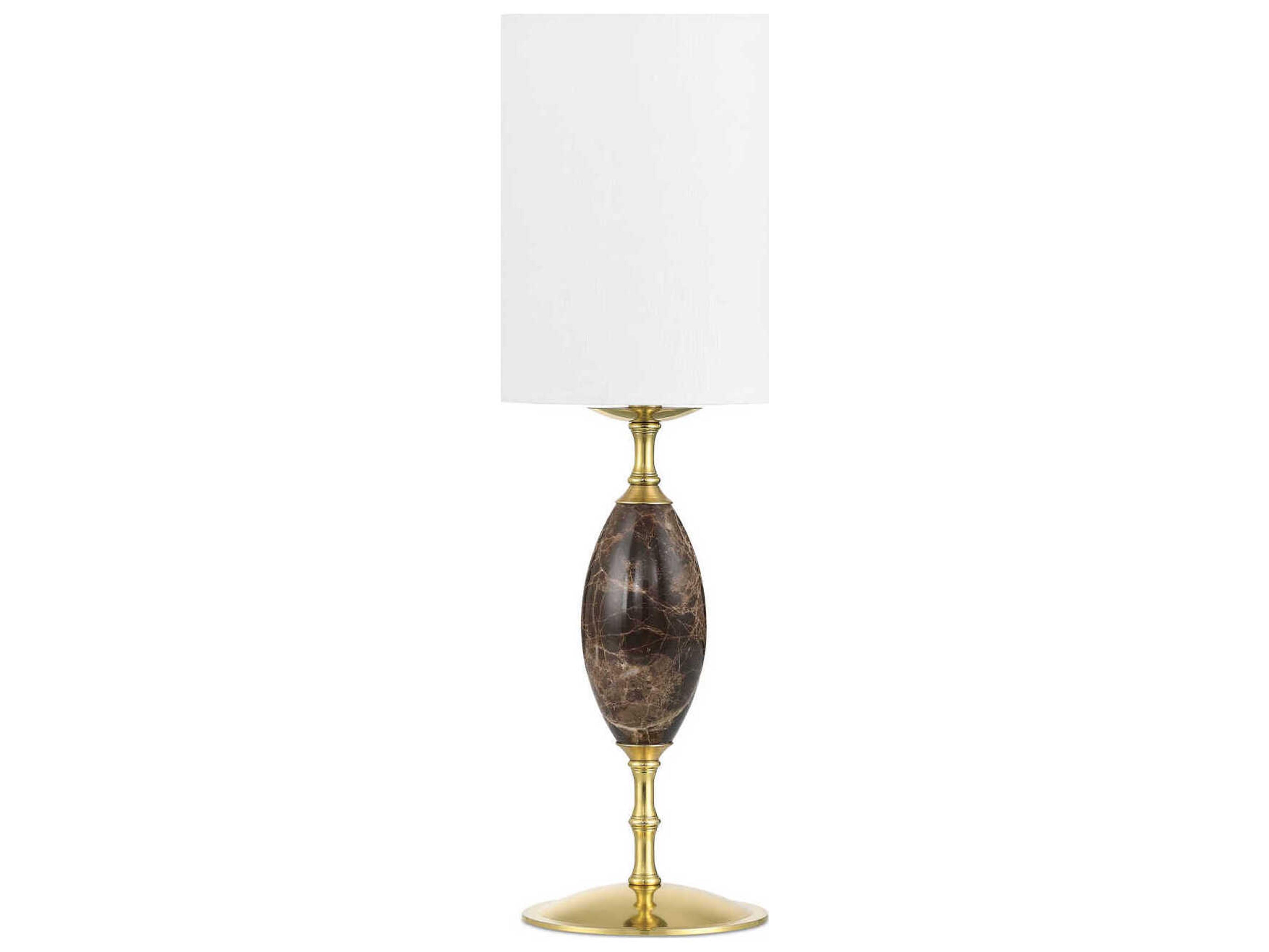 Currey & Company Marche Brown Brass White Linen Table Lamp