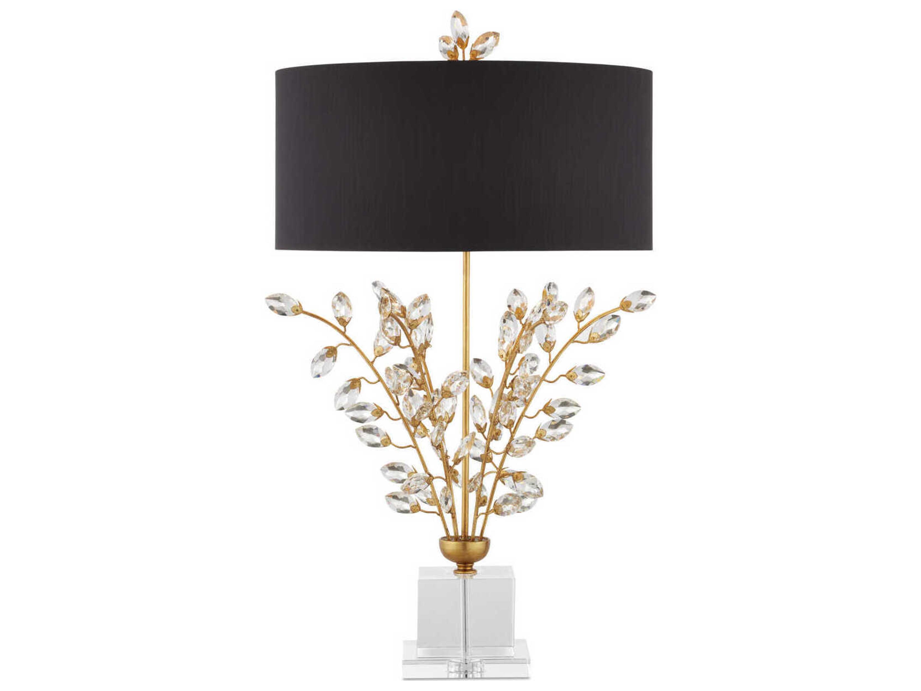 Forget-Me-Not Chinois Gold Leaf clear Buffet Lamp