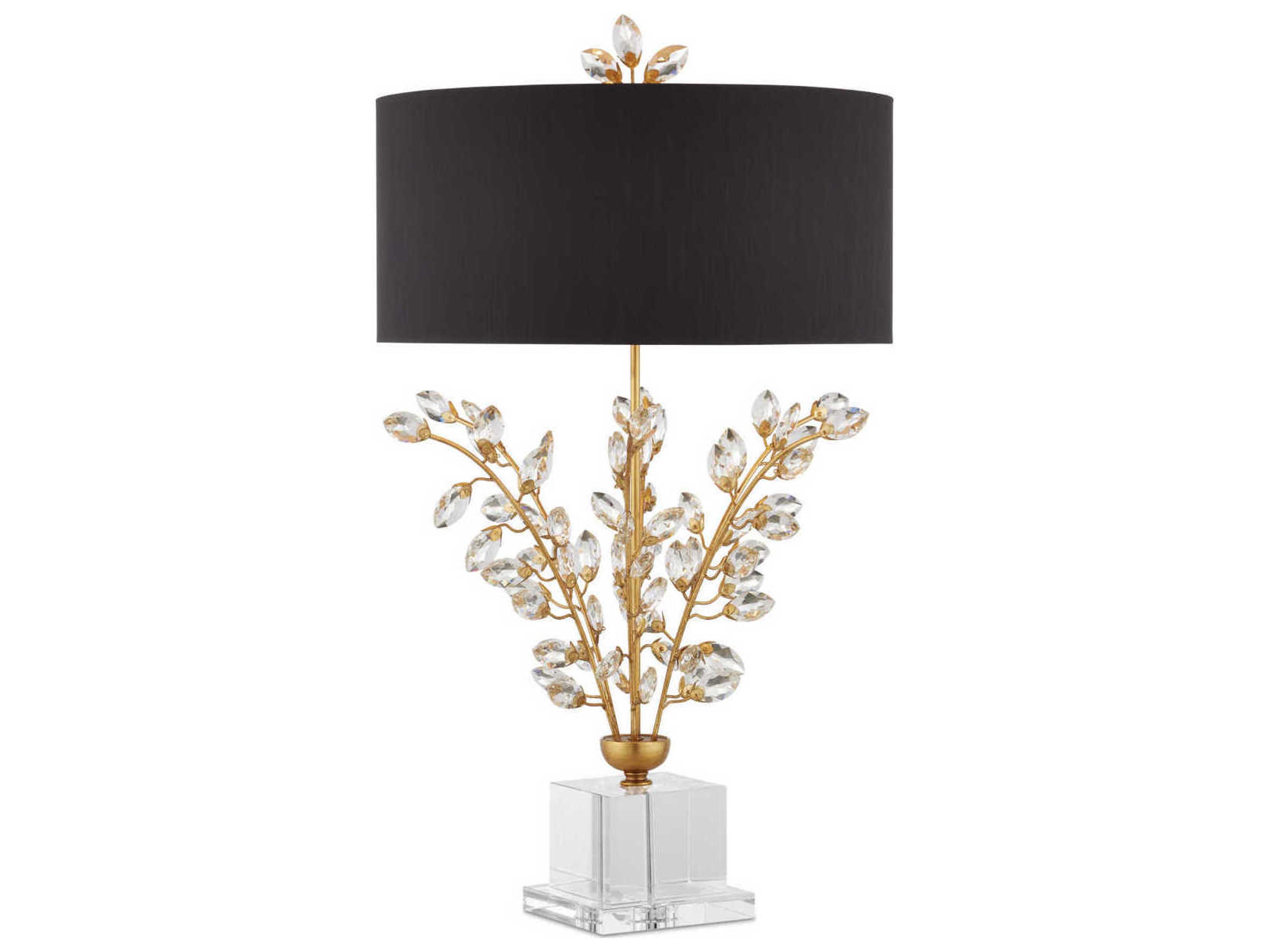 Currey & Company Forget-Me-Not Chinois Gold Leaf clear Buffet Lamp