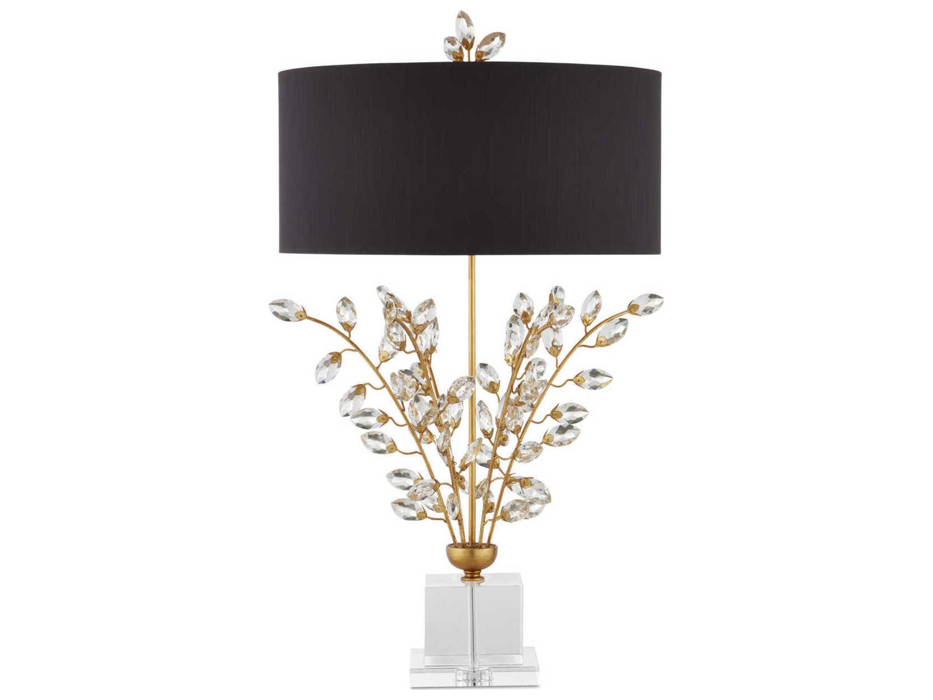 Currey & Company Forget-Me-Not Chinois Gold Leaf clear Buffet Lamp