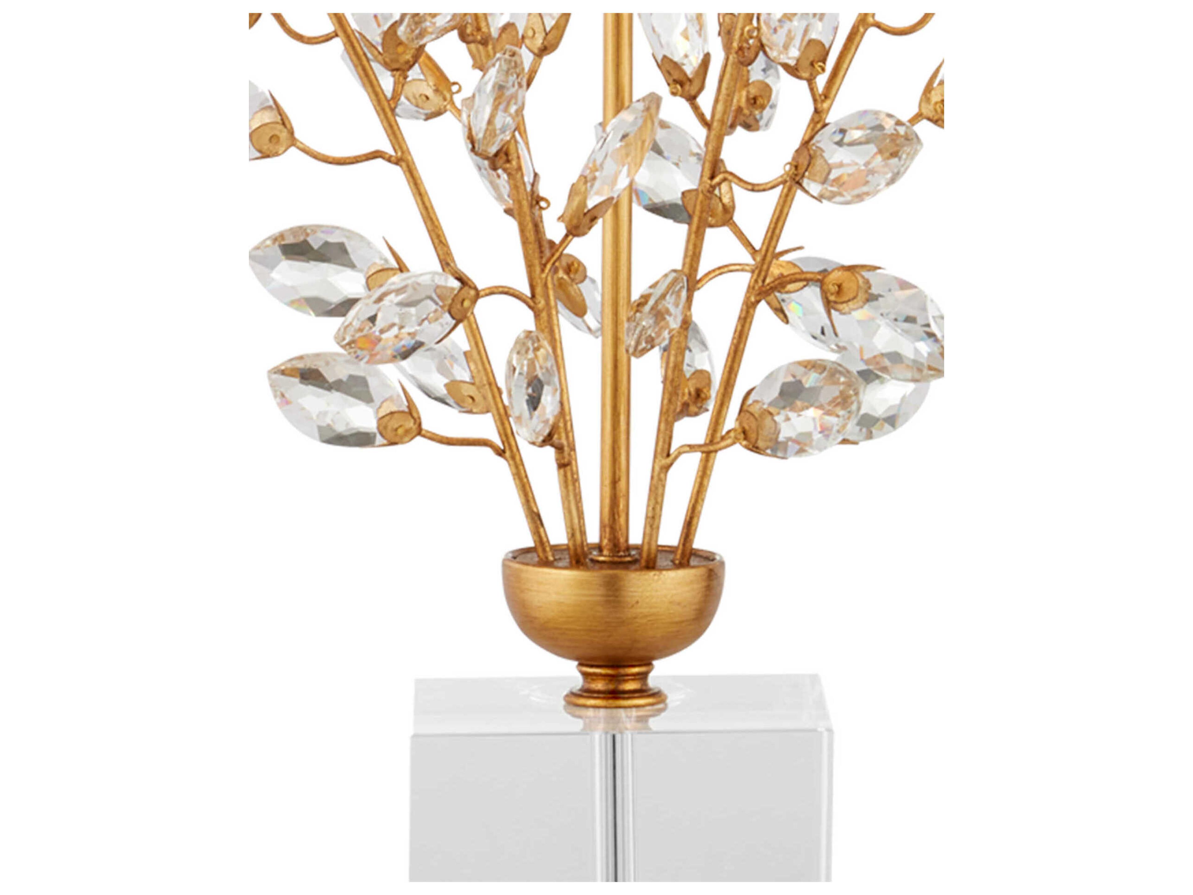 Currey & Company Forget-Me-Not Chinois Gold Leaf clear Buffet Lamp