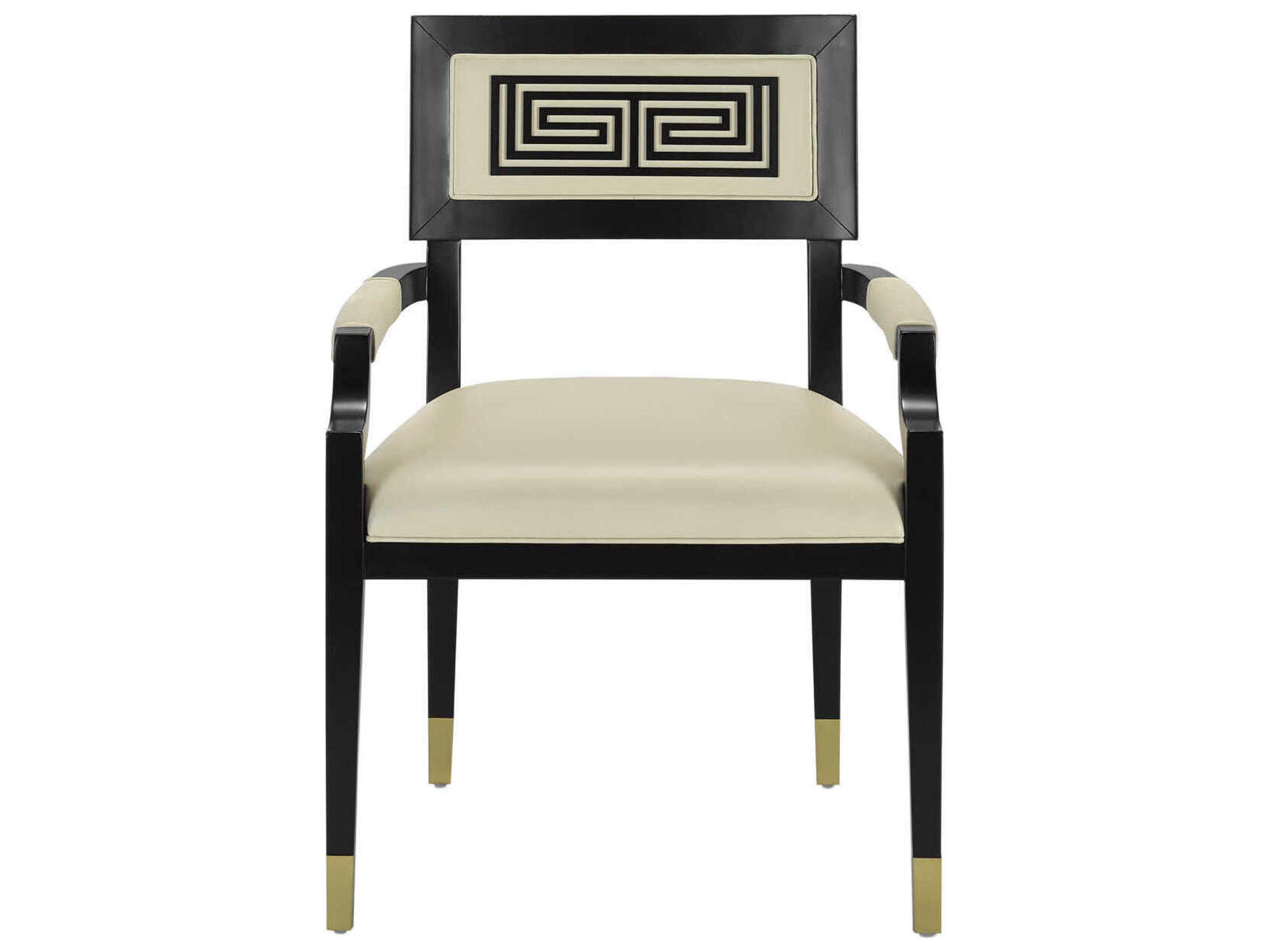 Artemis Leather Beech Wood Black Upholstered Arm Dining Chair