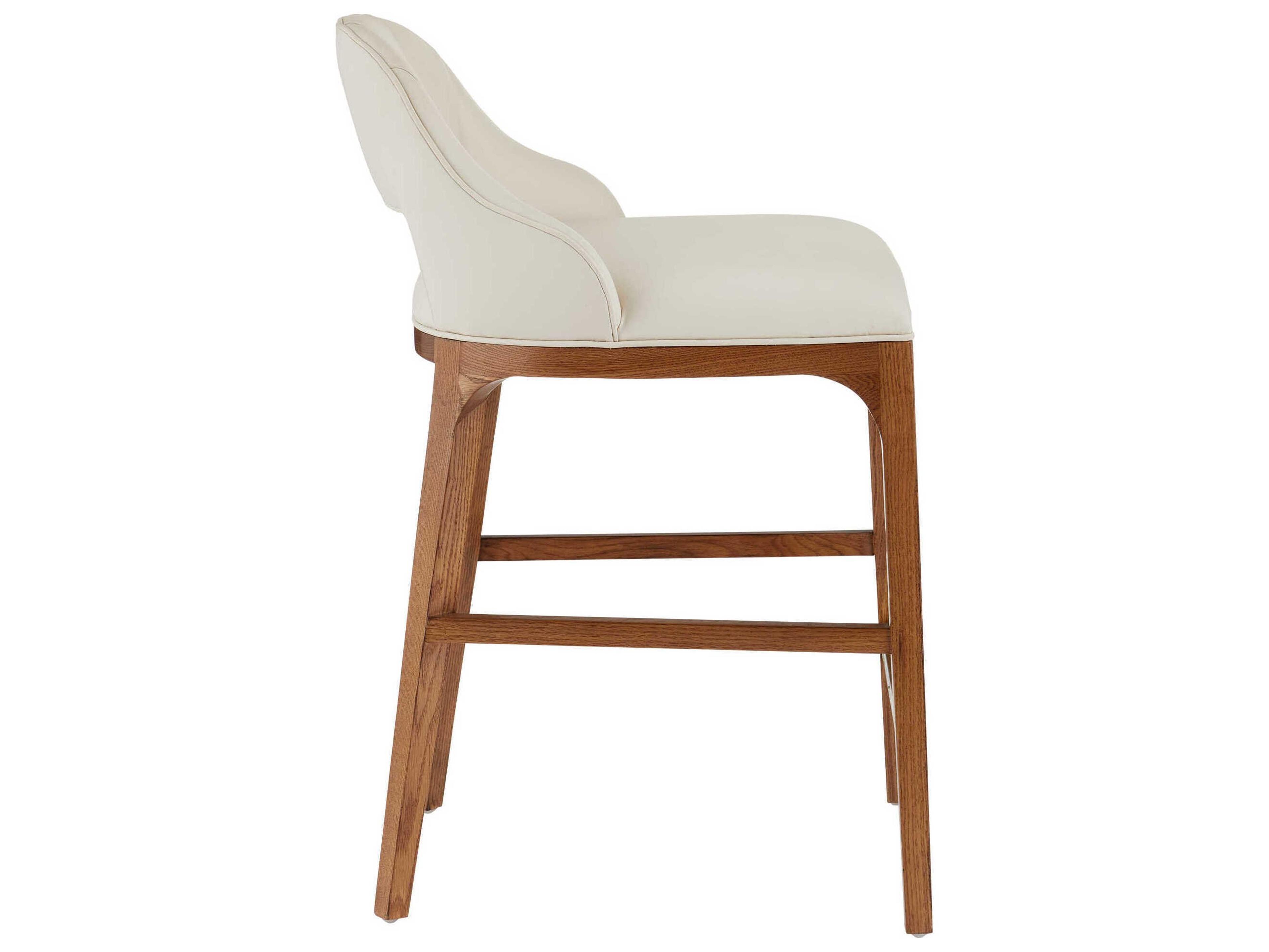 Currey & Company Inga Upholstered Oak Wood Morel Brown Brushed Brass Counter Stool