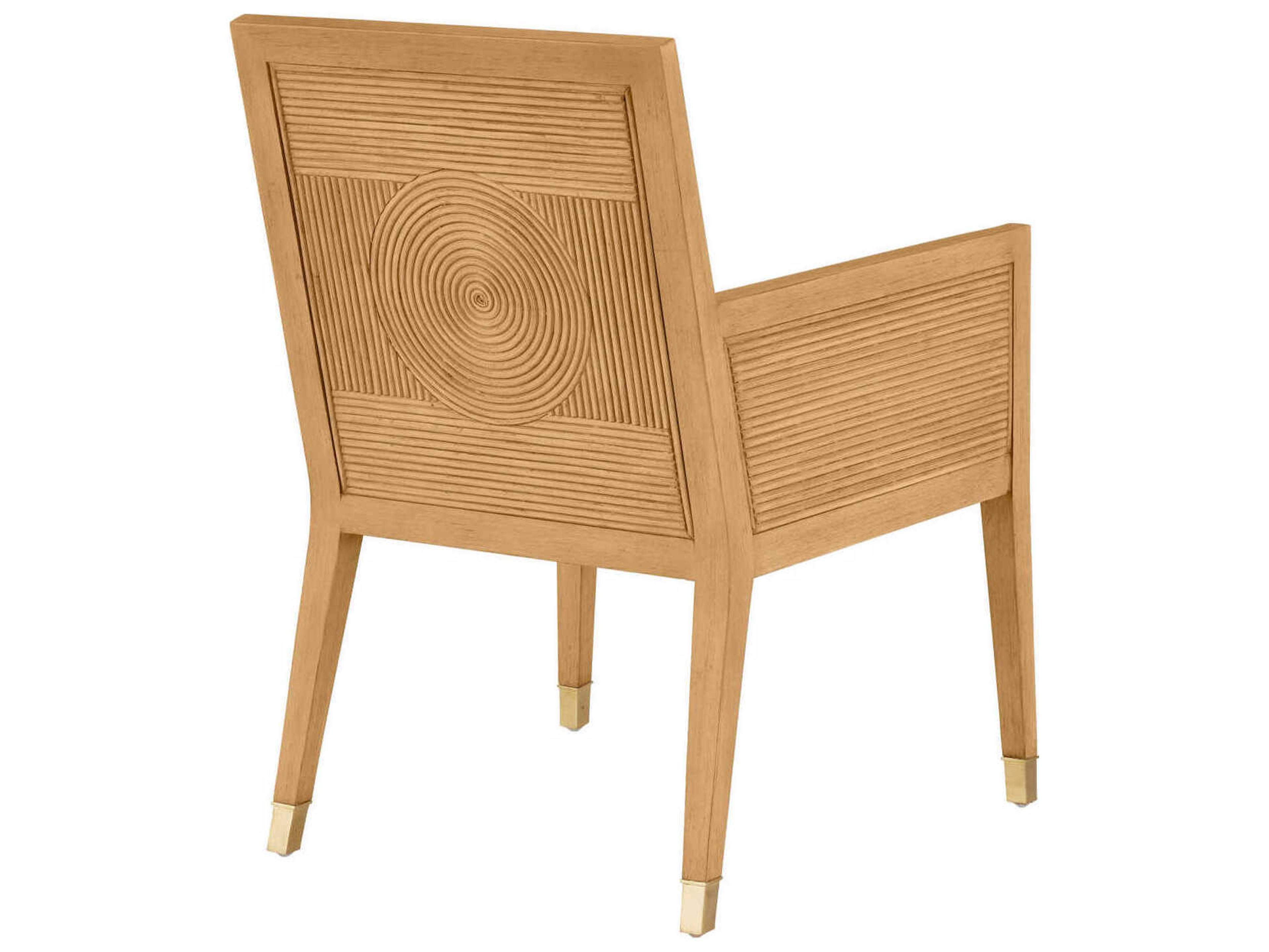 Currey & Company Santos Mahogany Wood Brown Upholstered Arm Dining Chair