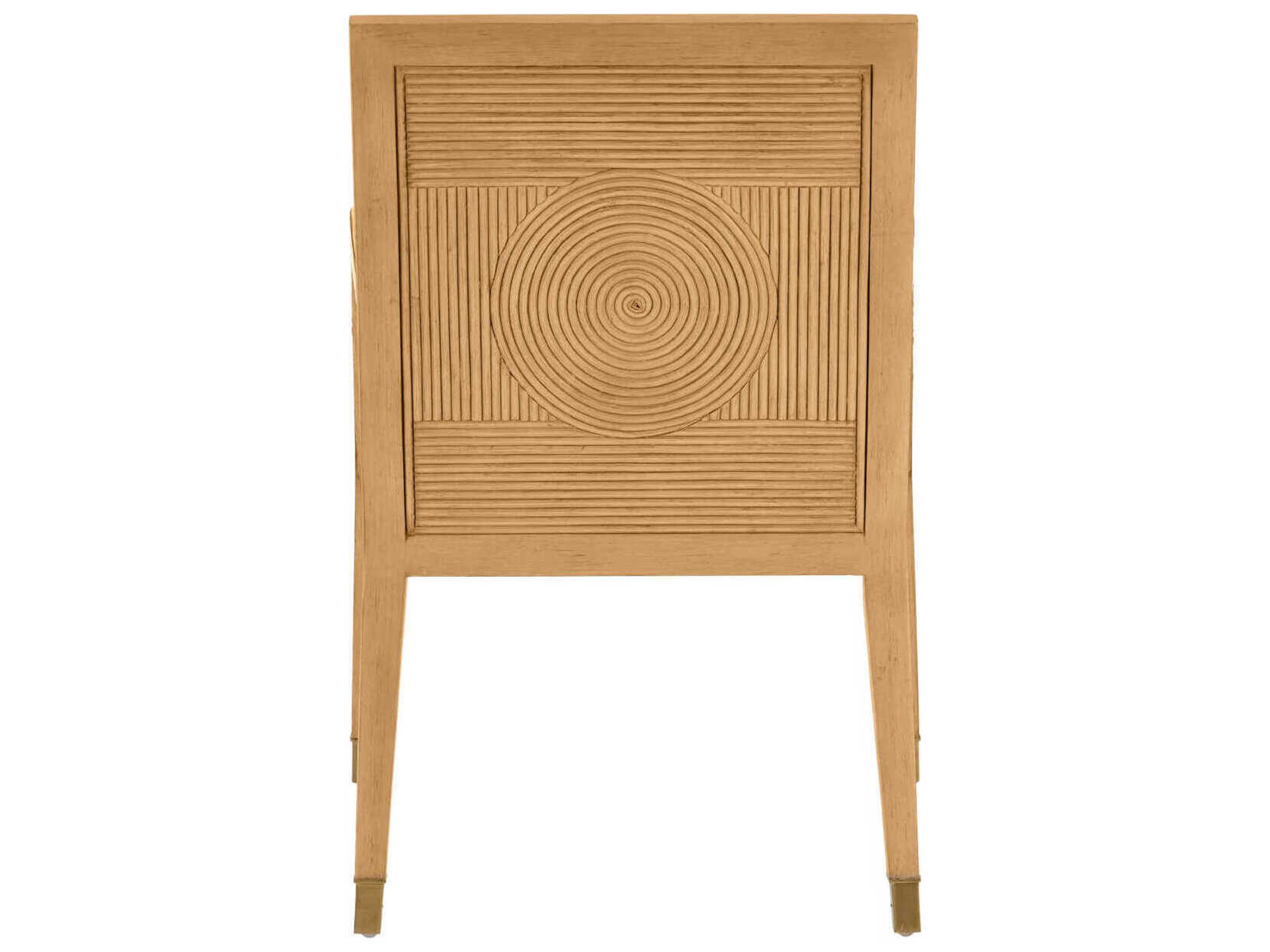 Currey & Company Santos Mahogany Wood Brown Upholstered Arm Dining Chair