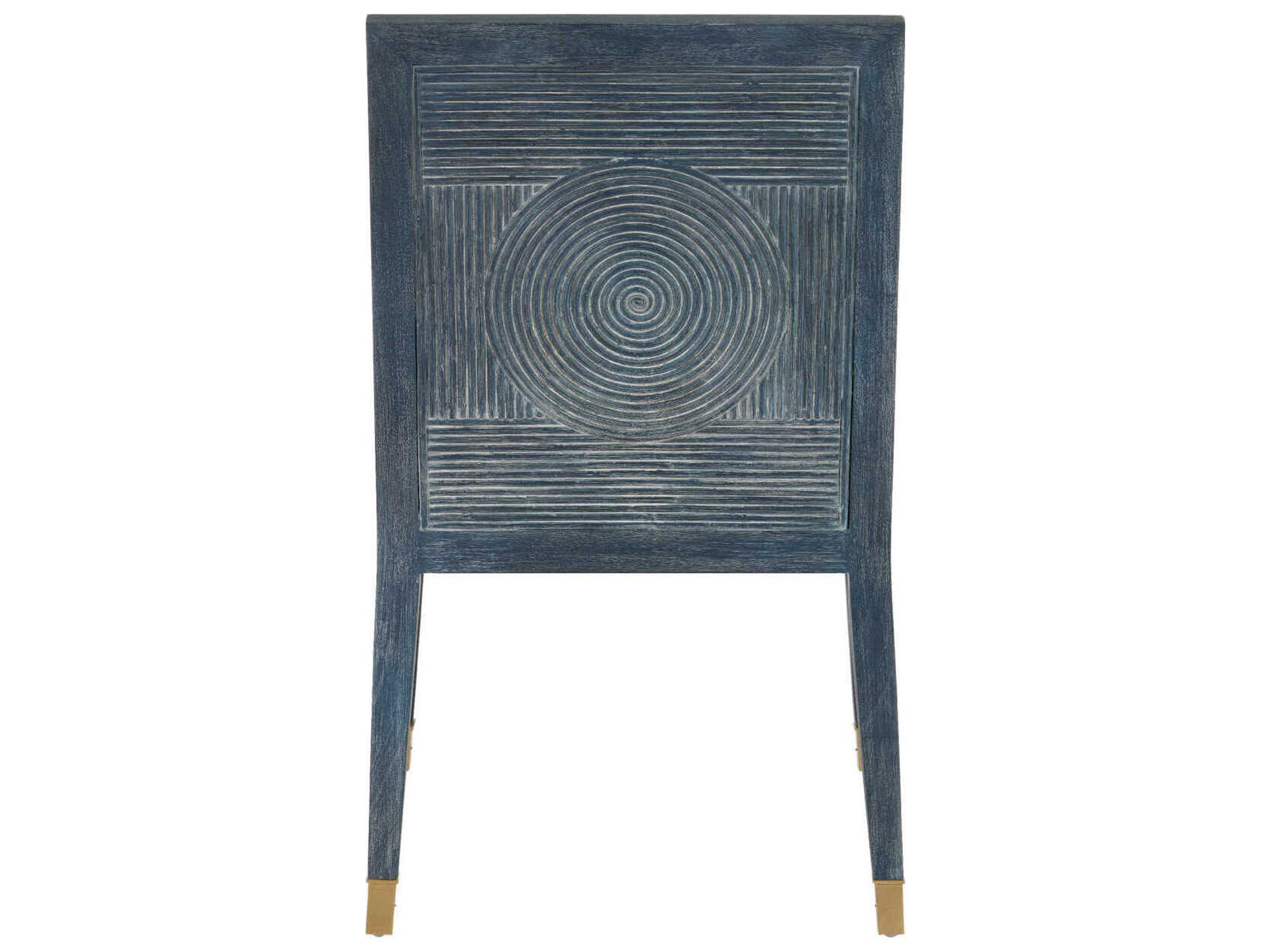 Currey & Company Santos Mahogany Wood Blue Upholstered Side Dining Chair