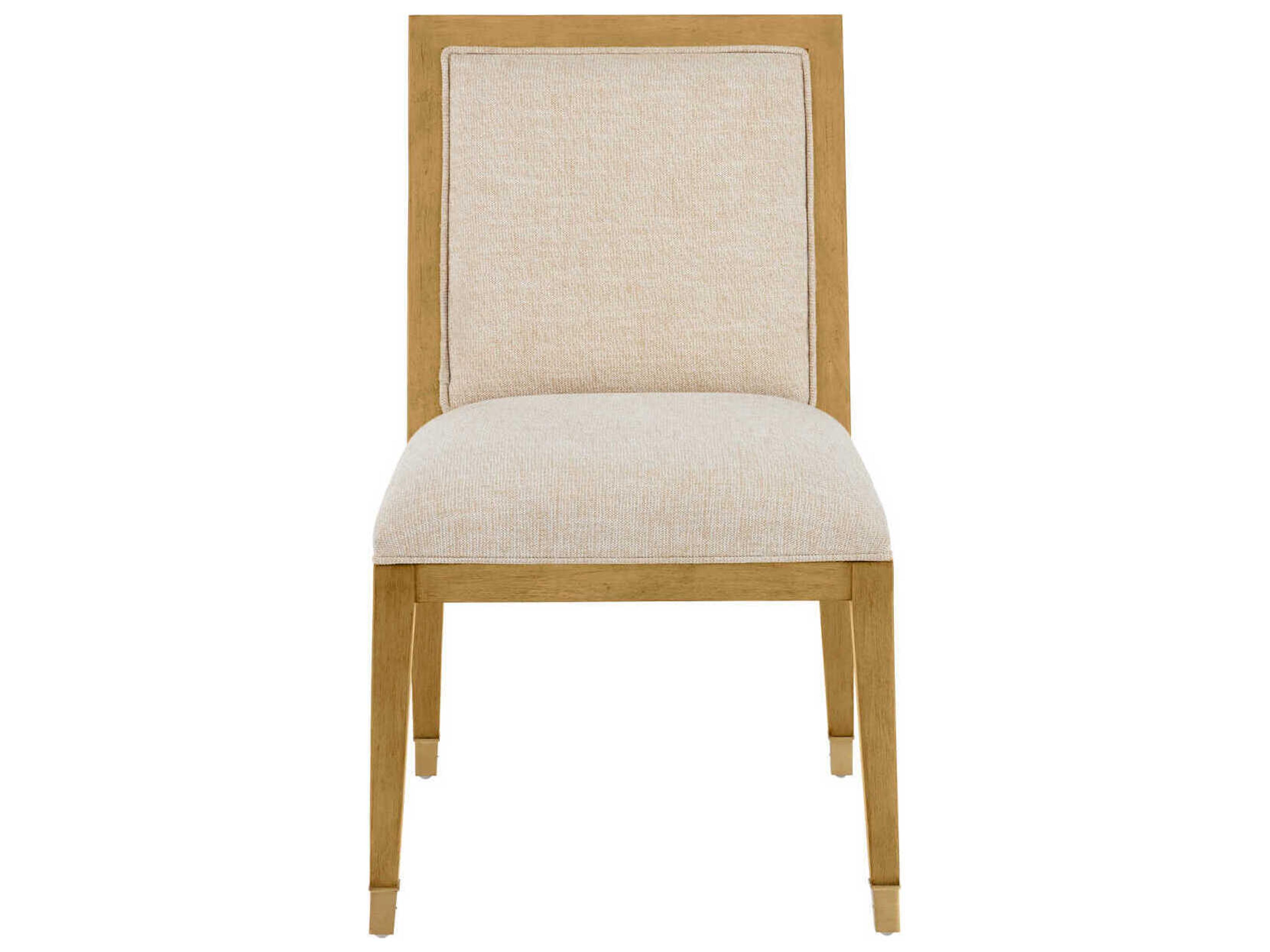 Currey & Company Santos Mahogany Wood Brown Upholstered Side Dining Chair