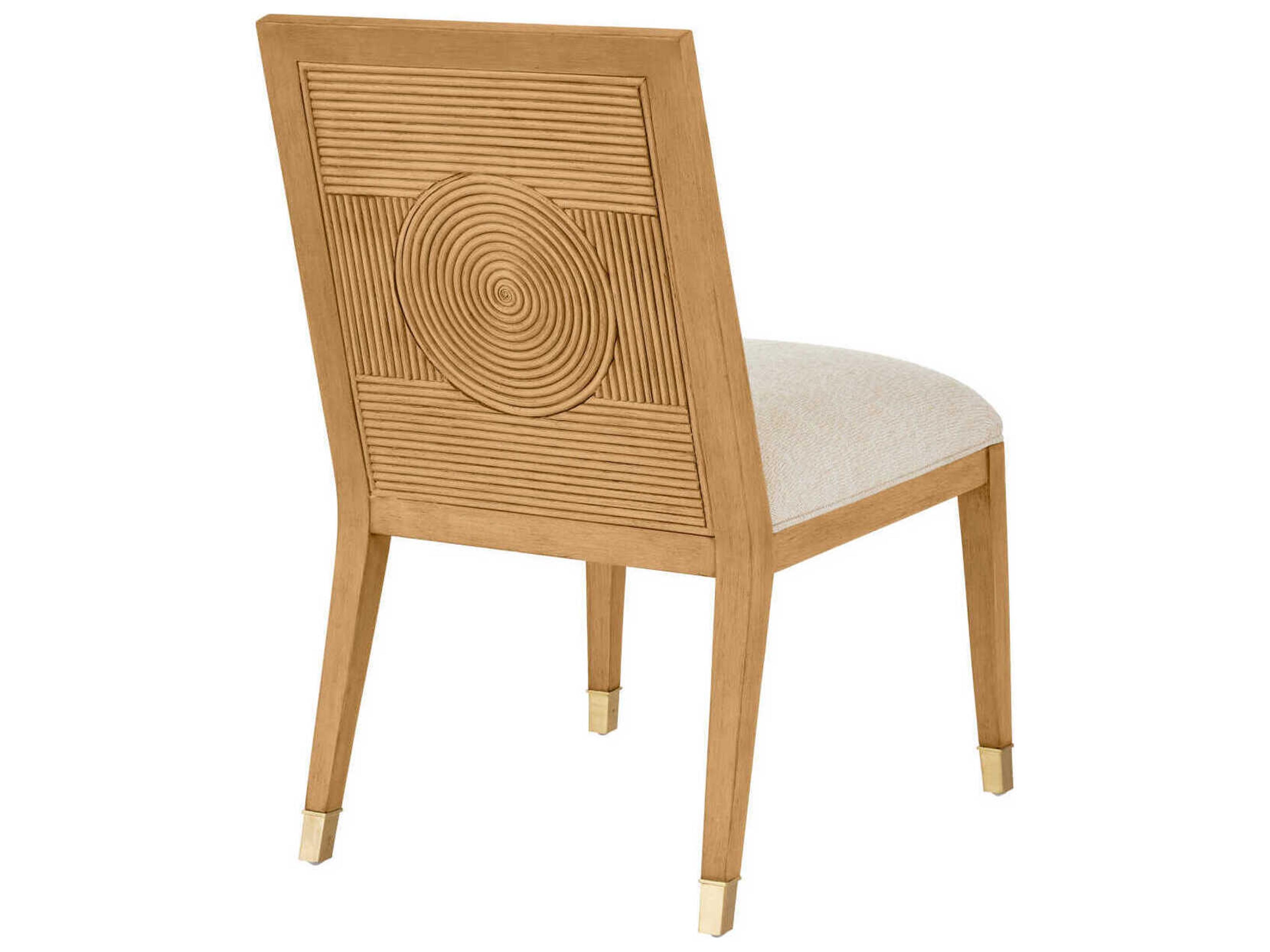 Currey & Company Santos Mahogany Wood Brown Upholstered Side Dining Chair