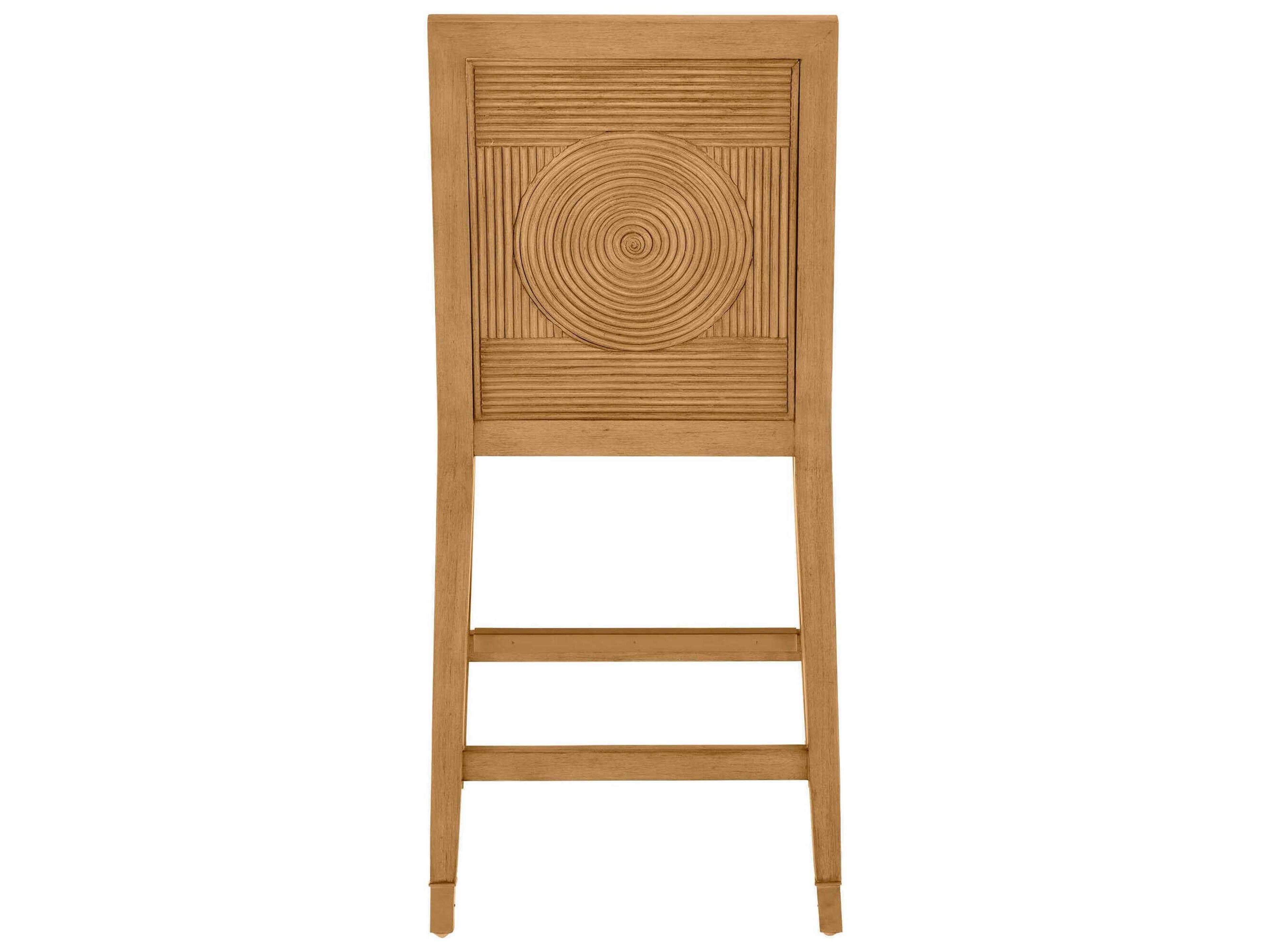 Currey & Company Santos Sea Sand Uv Liller Malt Satin Brass Upholstered Mahogany Wood Counter Stool