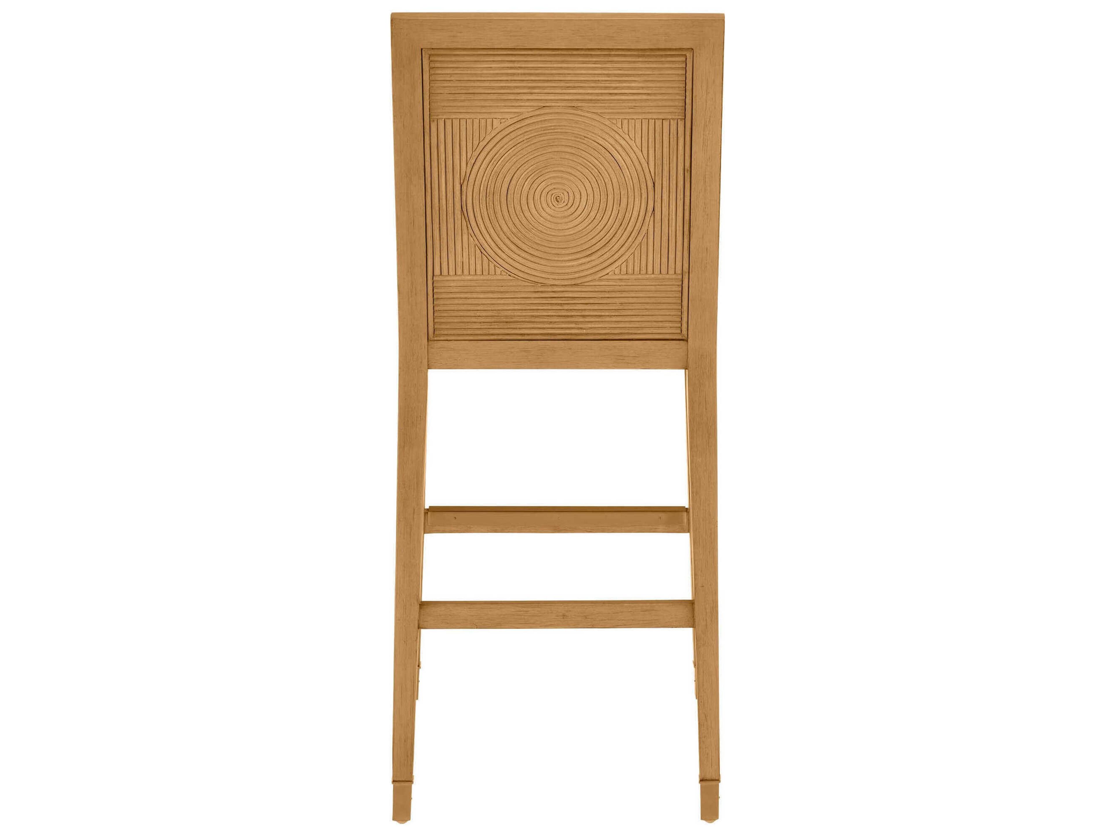 Currey & Company Santos Sea Sand Uv Liller Malt Satin Brass Upholstered Mahogany Wood Bar Stool