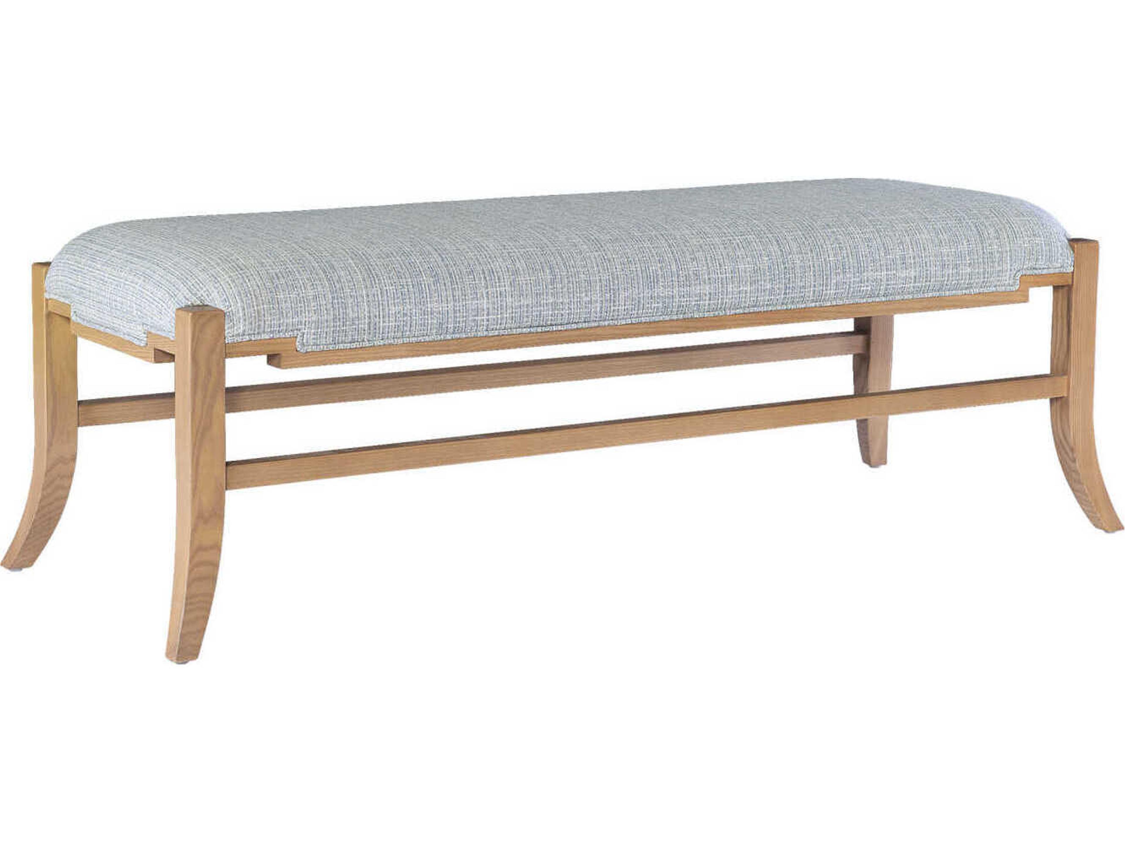 Melanie 58" Blonde Ash Wood Brown Upholstered Accent Bench