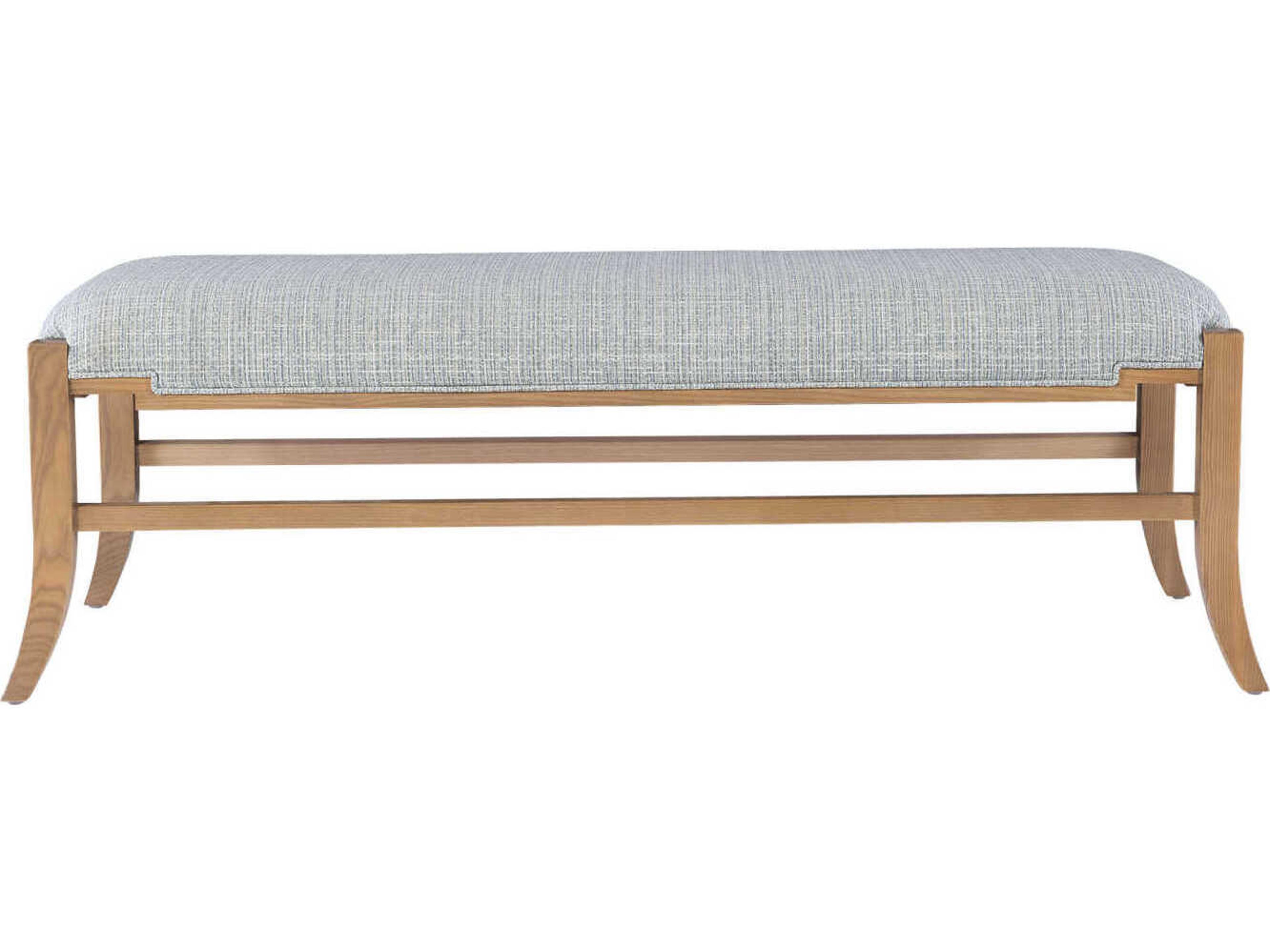 Currey & Company Melanie 58" Blonde Ash Wood Brown Upholstered Accent Bench