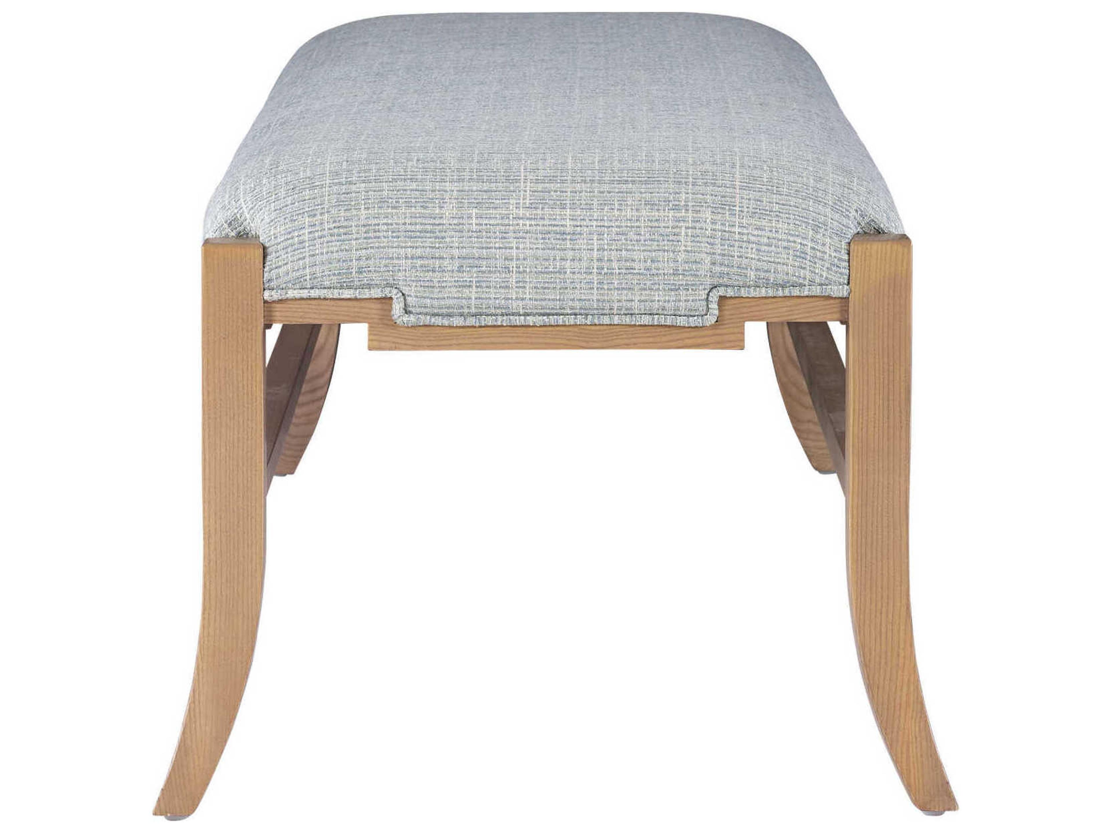 Currey & Company Melanie 58" Blonde Ash Wood Brown Upholstered Accent Bench