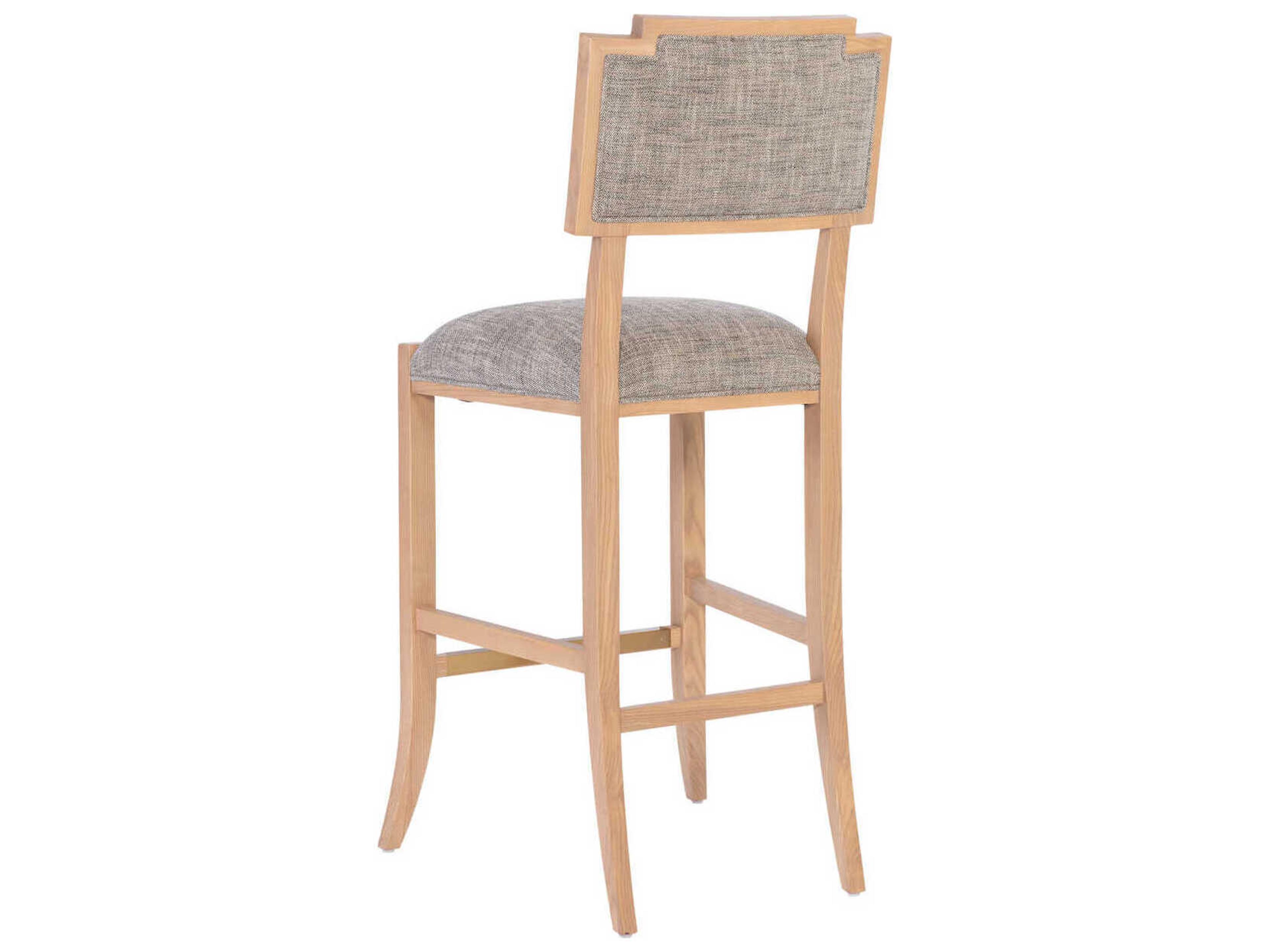 Currey & Company Melanie Blonde Ash Wood Brass Upholstered Bar Stool