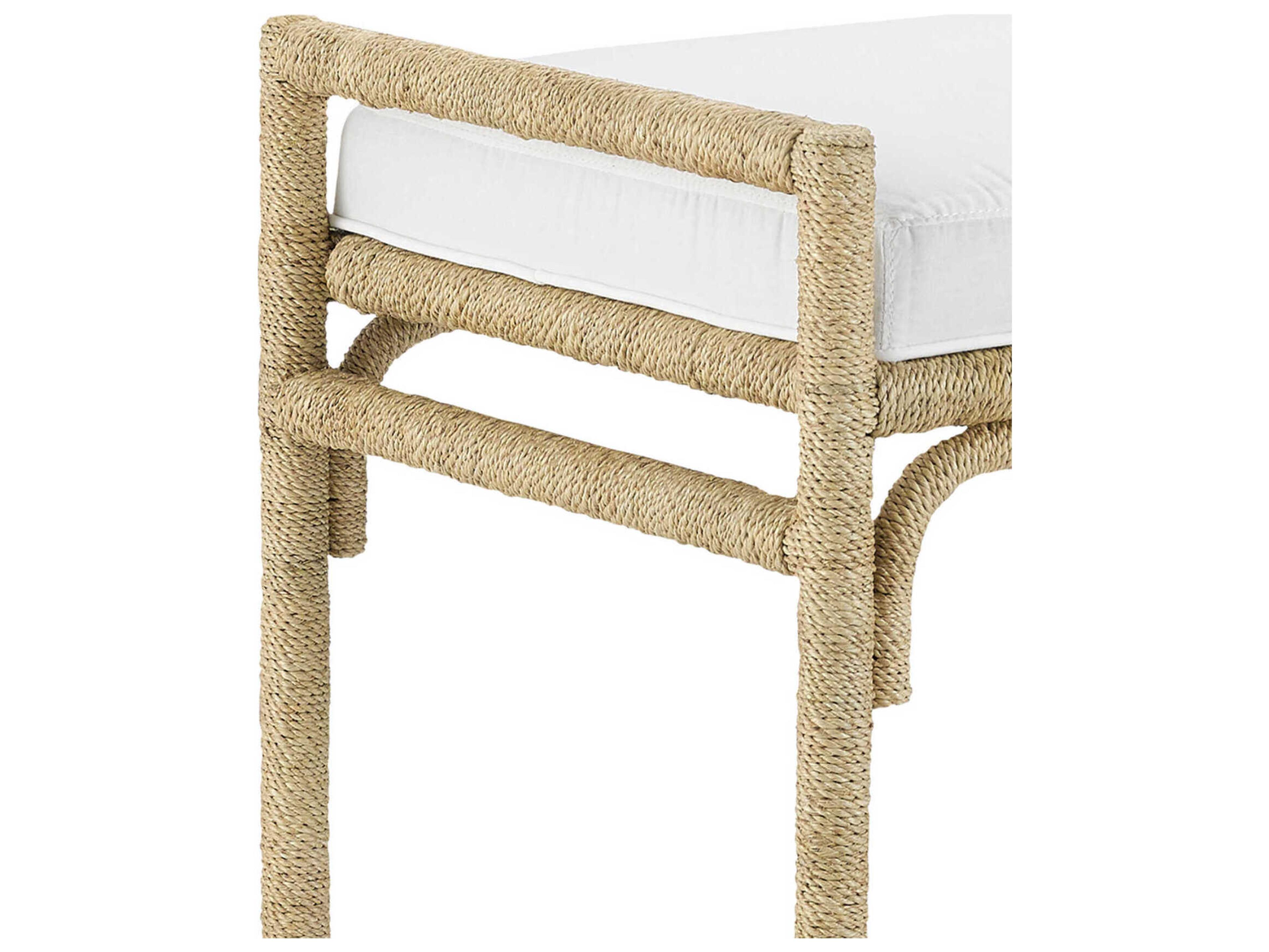 Currey & Company Olisa Natural Brown Upholstered Ottoman