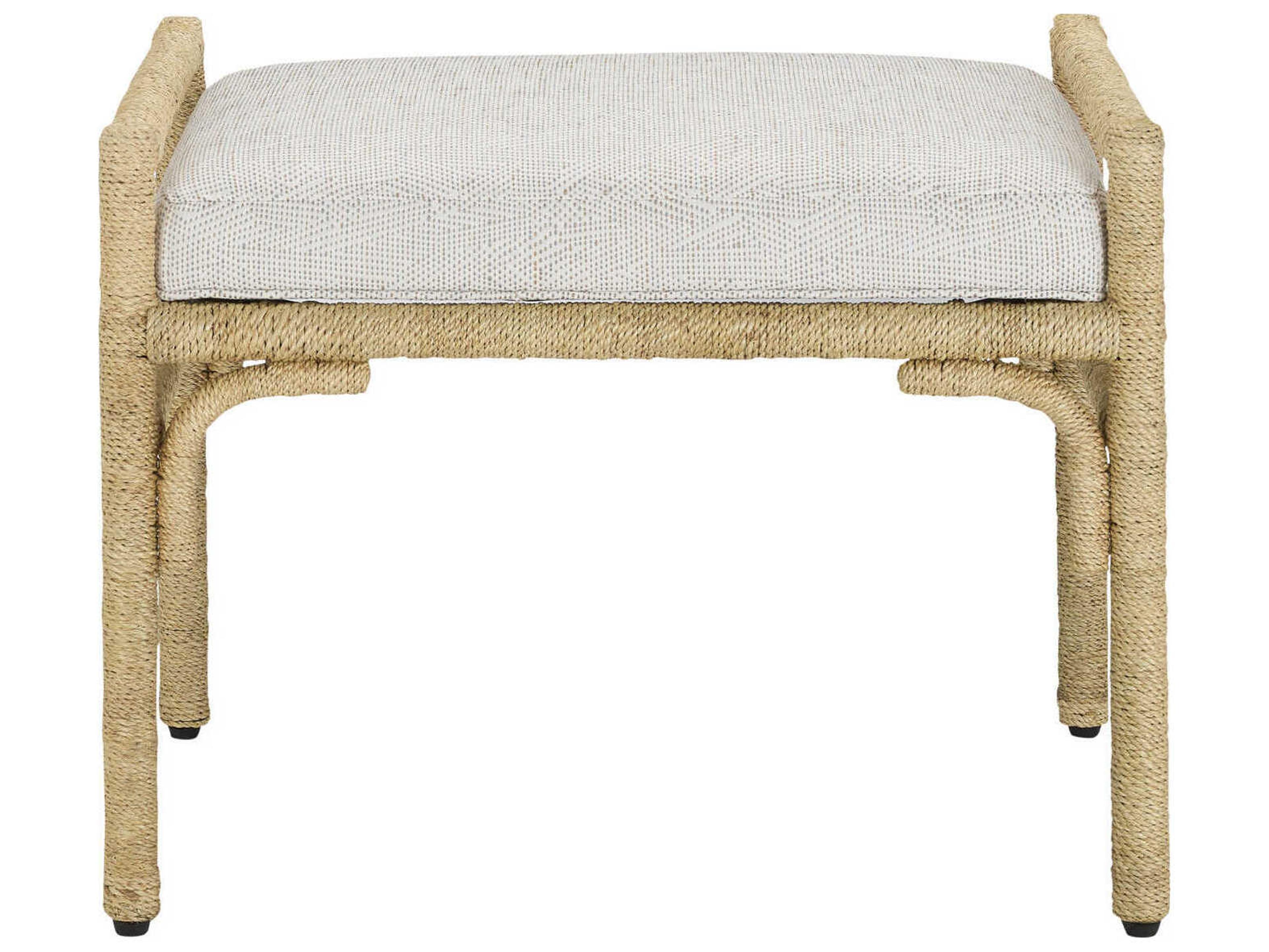 Currey & Company Olisa Natural Brown Upholstered Ottoman