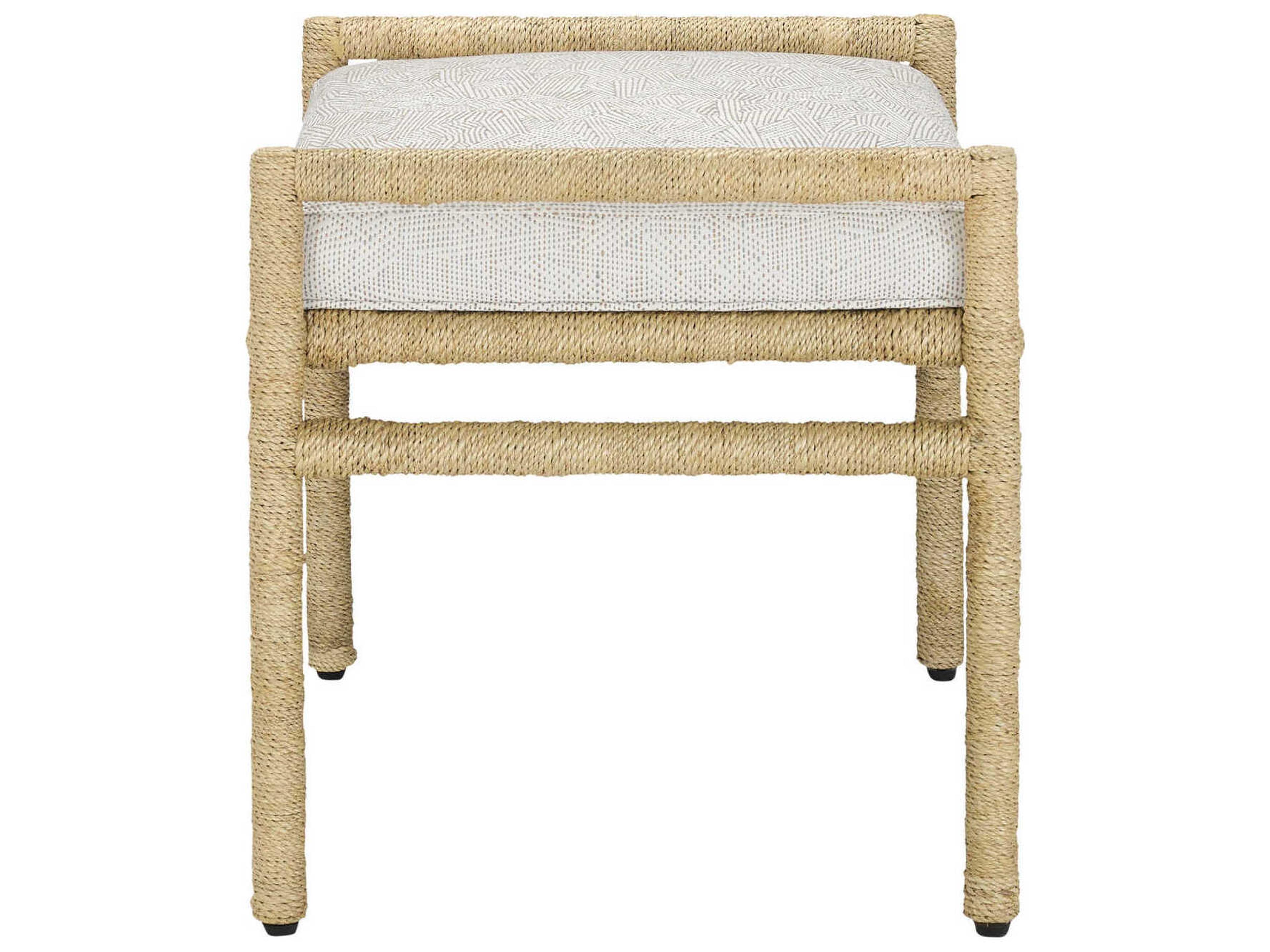 Currey & Company Olisa Natural Brown Upholstered Ottoman