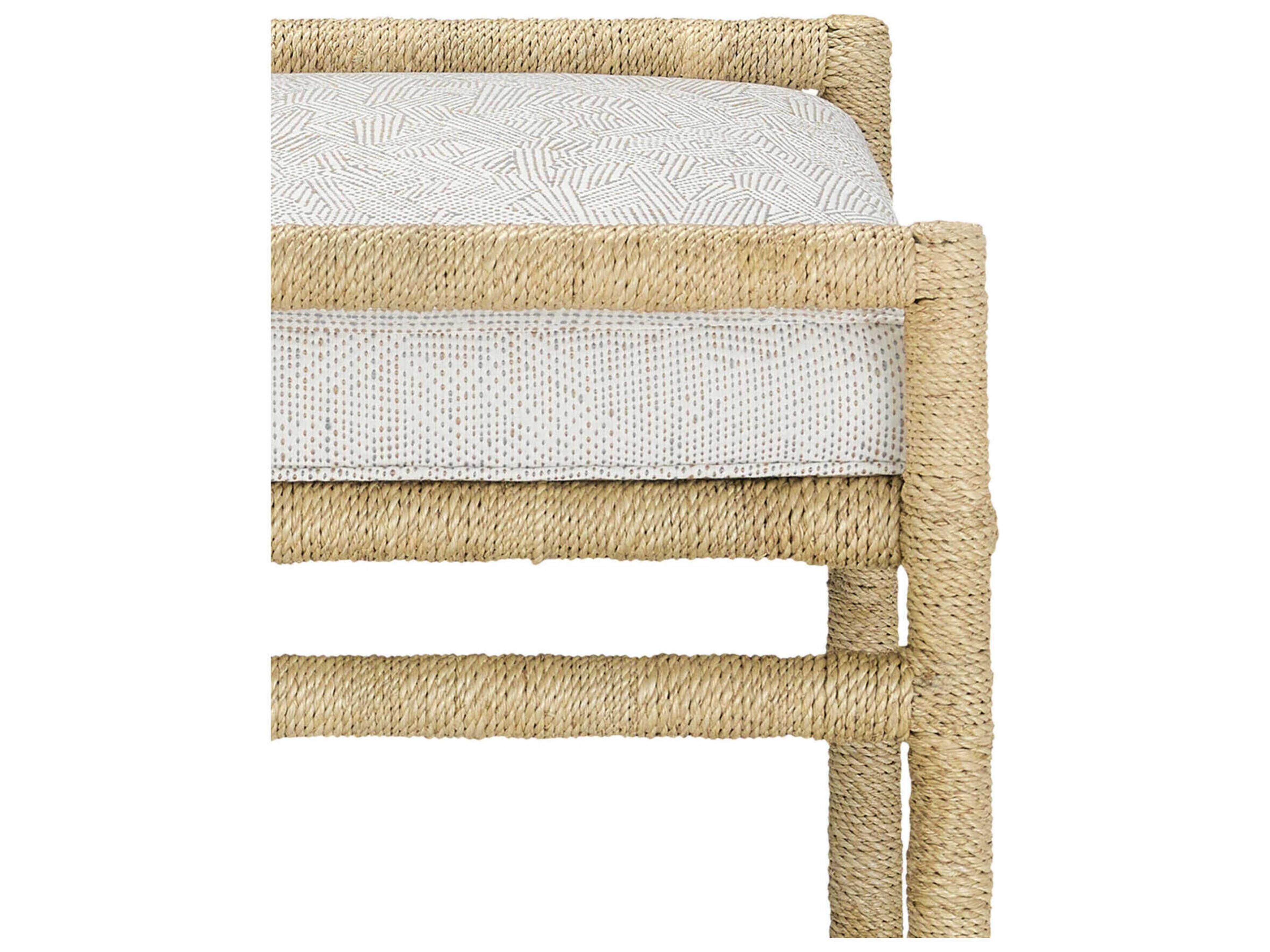 Currey & Company Olisa Natural Brown Upholstered Ottoman