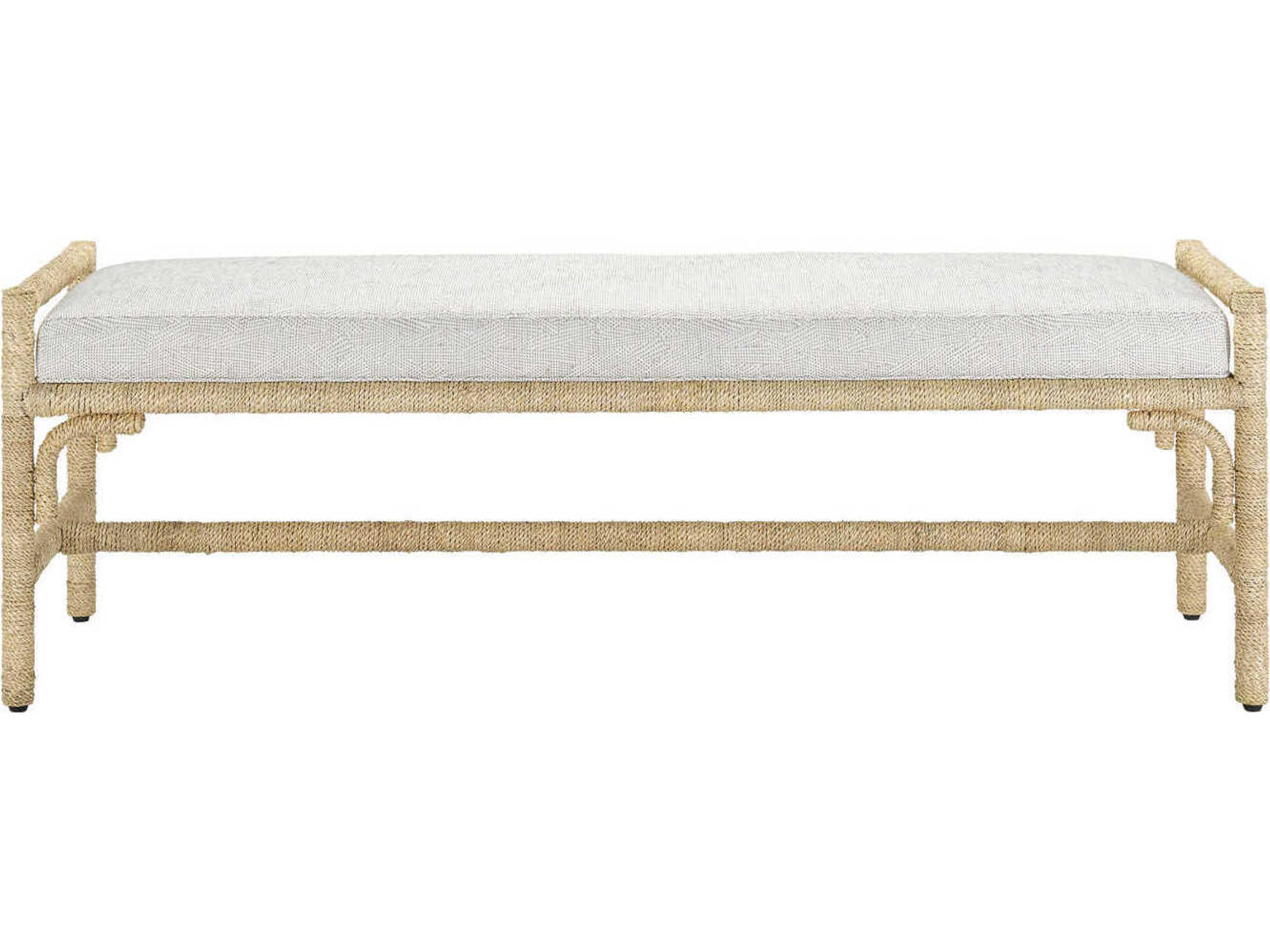 Currey & Company Olisa Natural Brown Upholstered Accent Bench