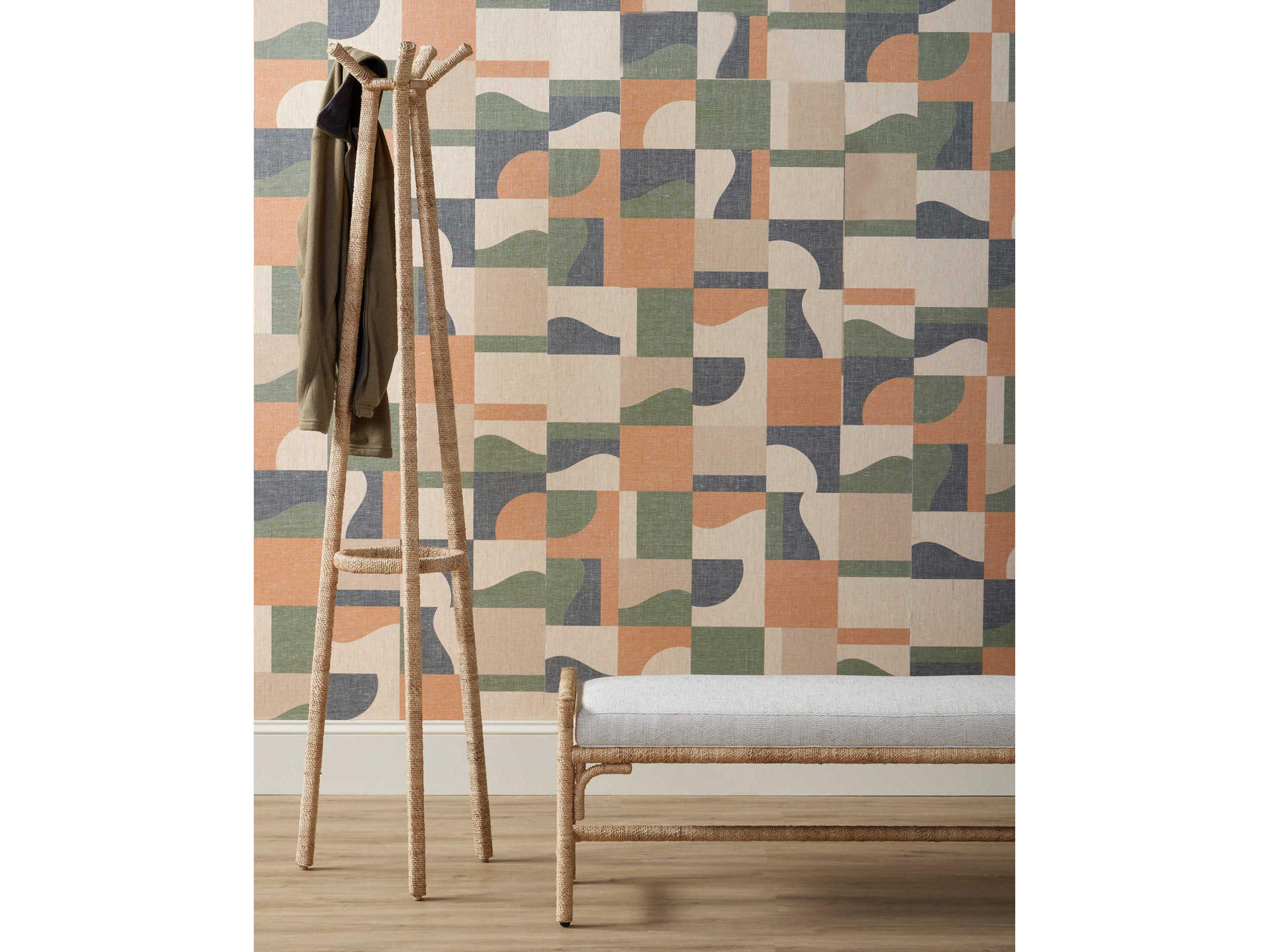 Currey & Company Olisa Natural Brown Upholstered Accent Bench