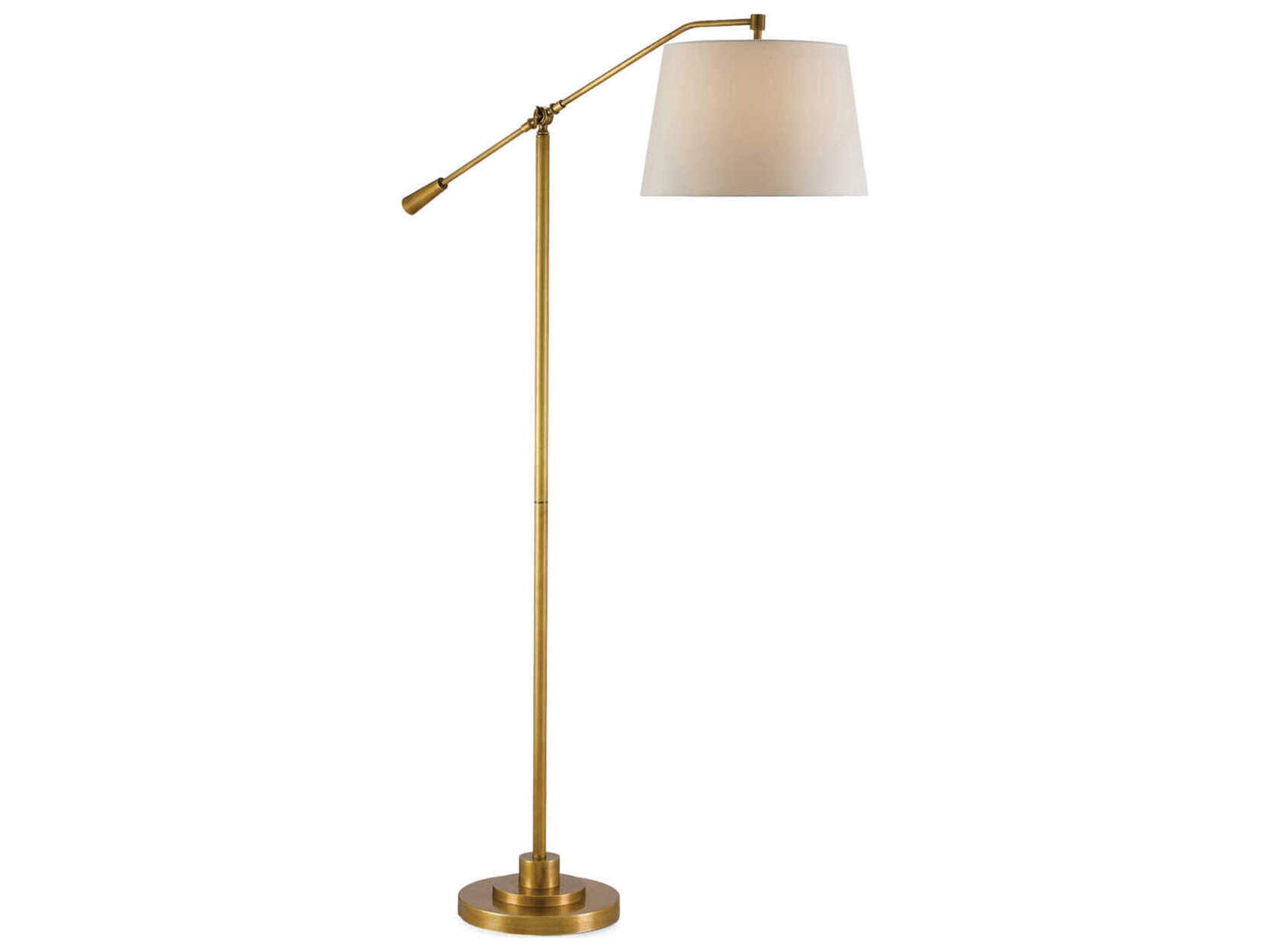 Maxstoke Floor Lamp in Antique Brass with Adjustable Arm