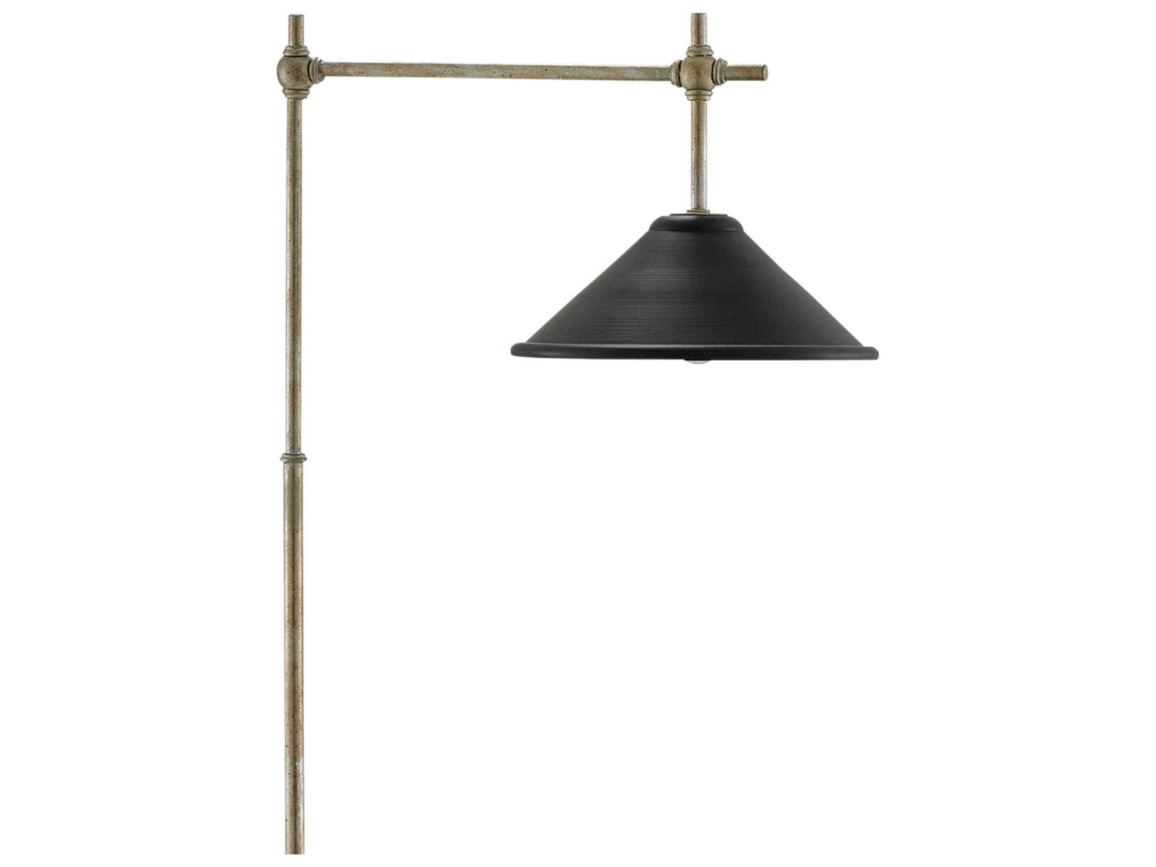 Currey & Company Dao Edison Bulb Silver Granello Satin Black Floor Lamp