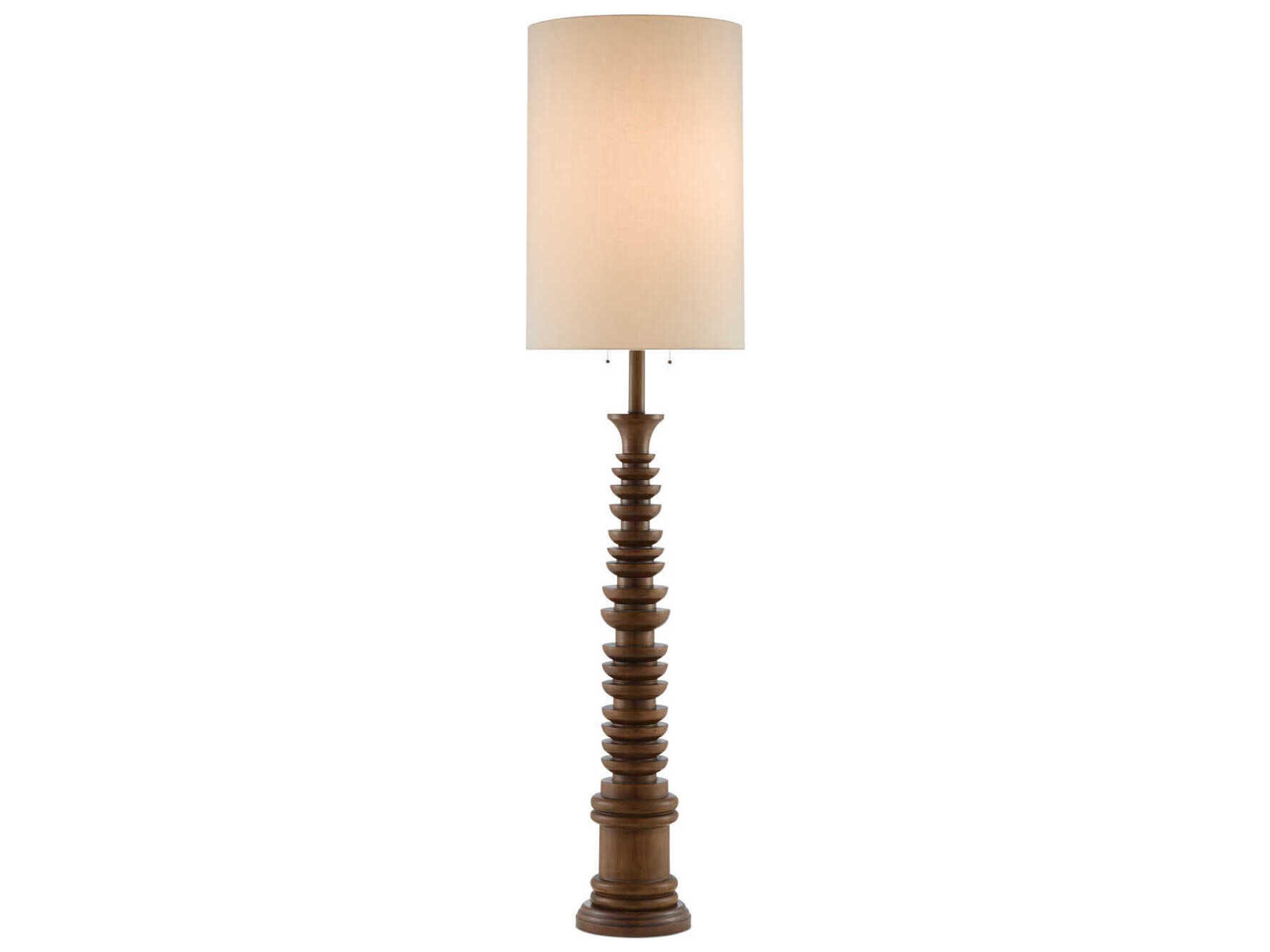 Currey & Company Malayan Natural Light Eggshell Linen Brown Floor Lamp
