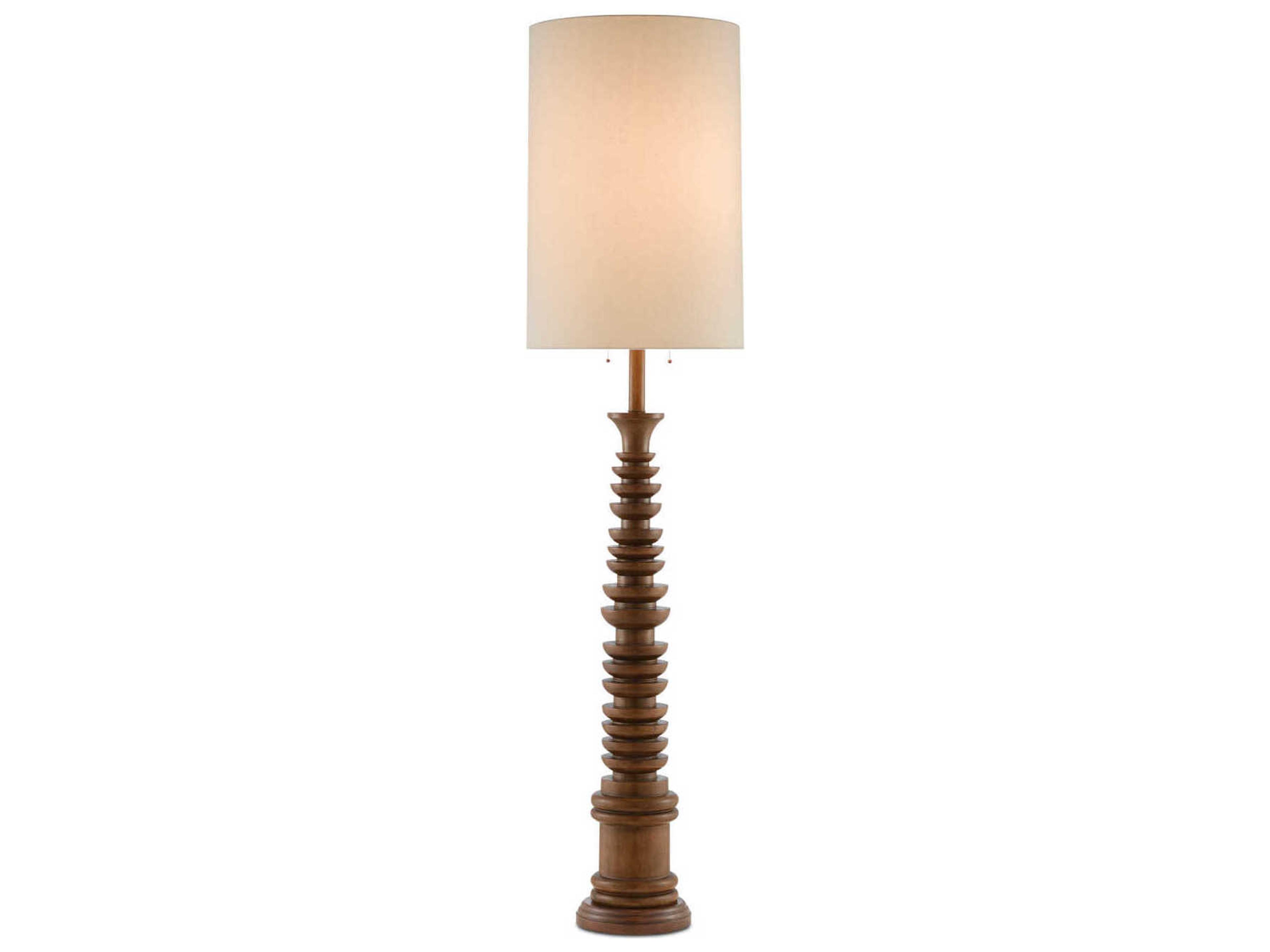 Currey & Company Malayan Natural Light Eggshell Linen Brown Floor Lamp