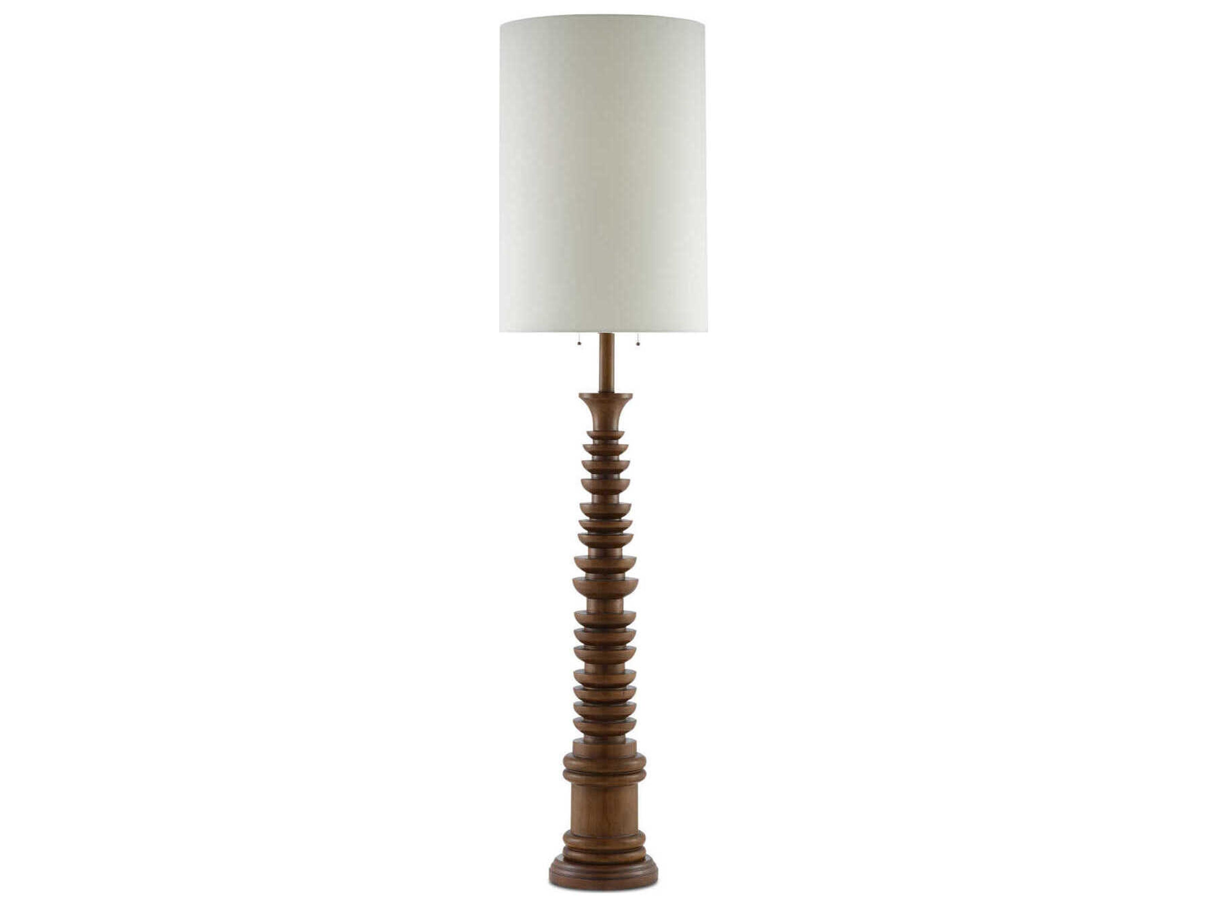Currey & Company Malayan Natural Light Eggshell Linen Brown Floor Lamp