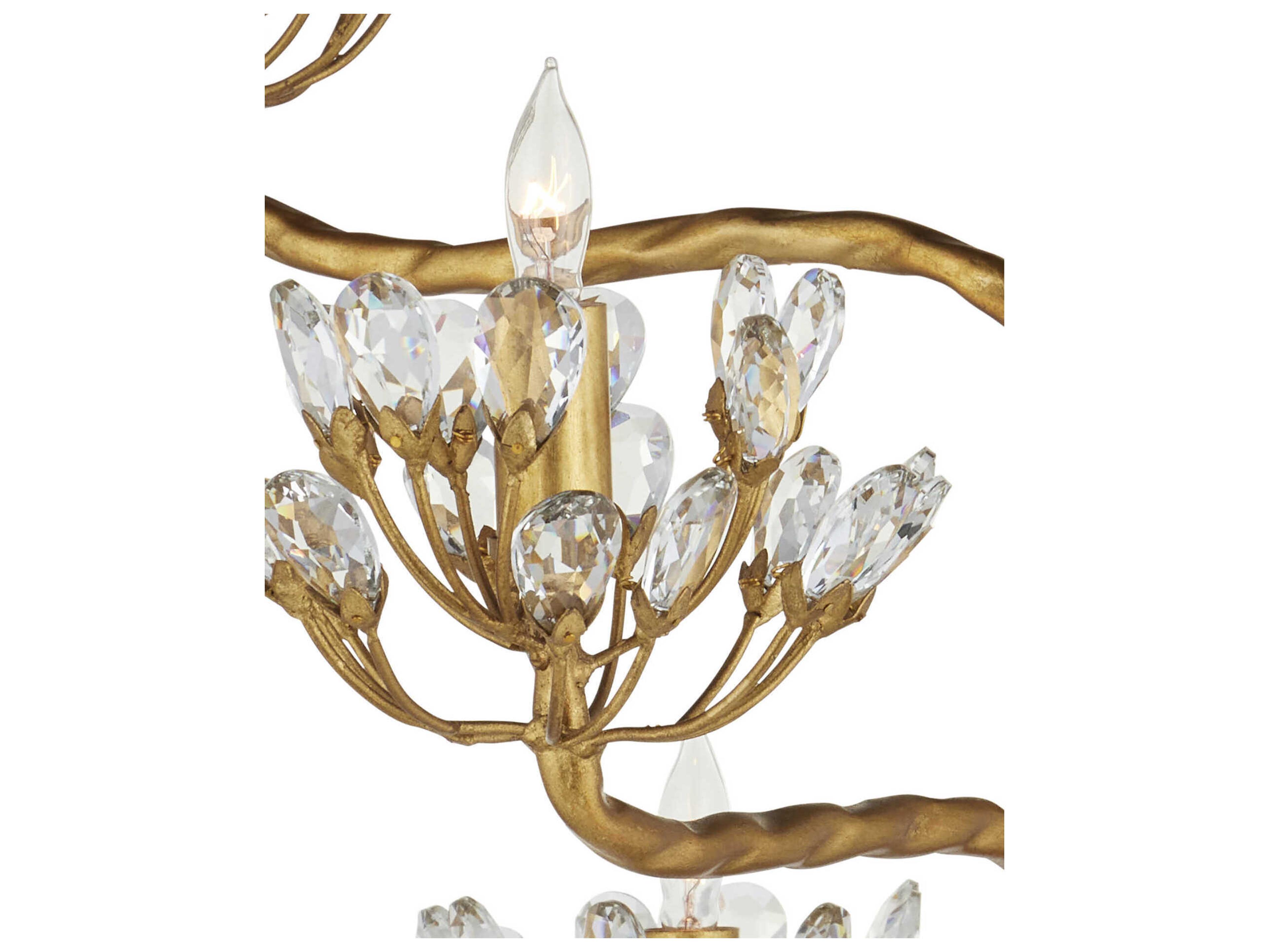 Currey & Company Agave Americana Crystal Contemporary Gold Leaf Floor Lamp