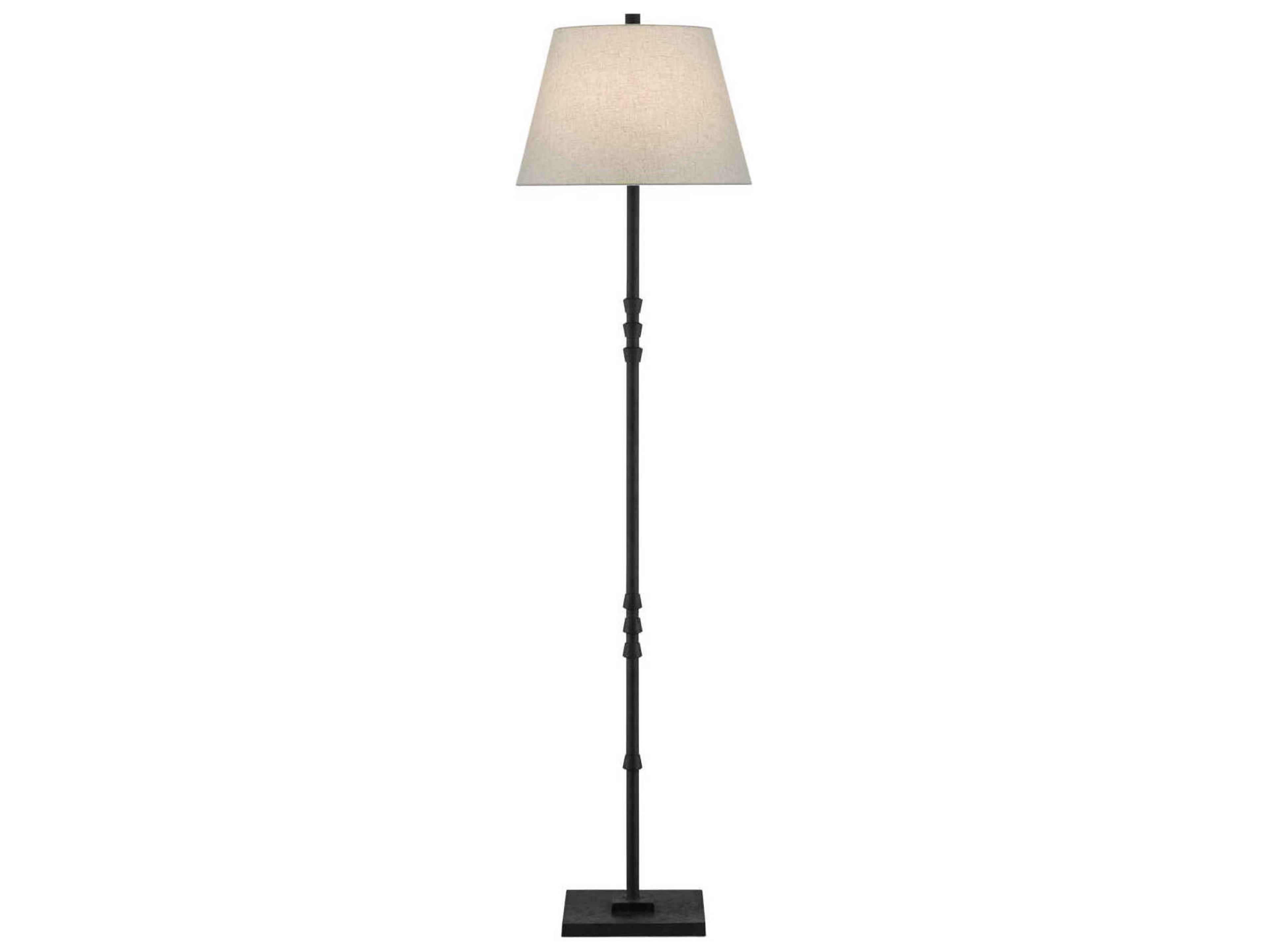 Currey & Company Lohn Mole Black Beige Poplin Floor Lamp