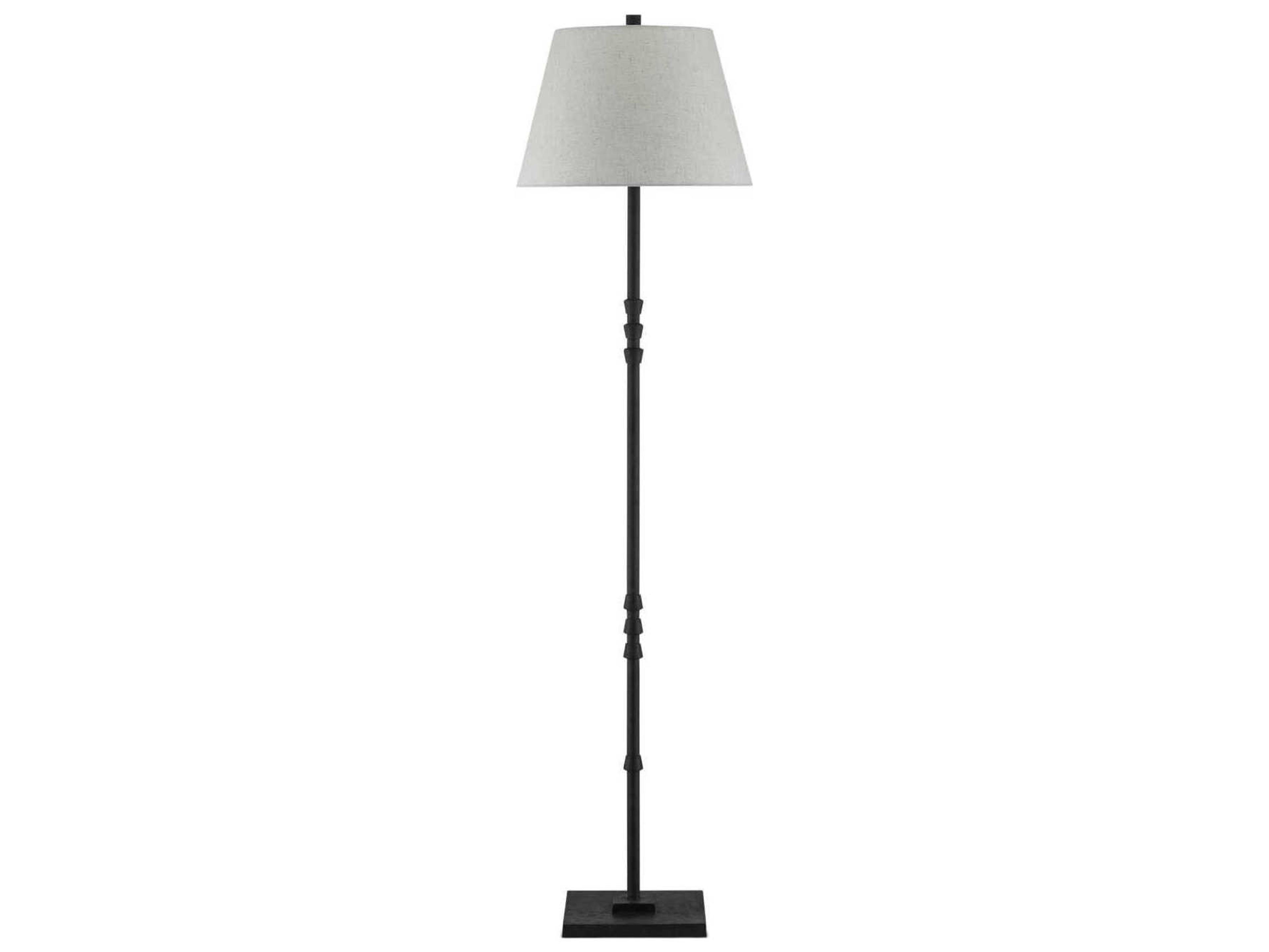 Currey & Company Lohn Mole Black Beige Poplin Floor Lamp
