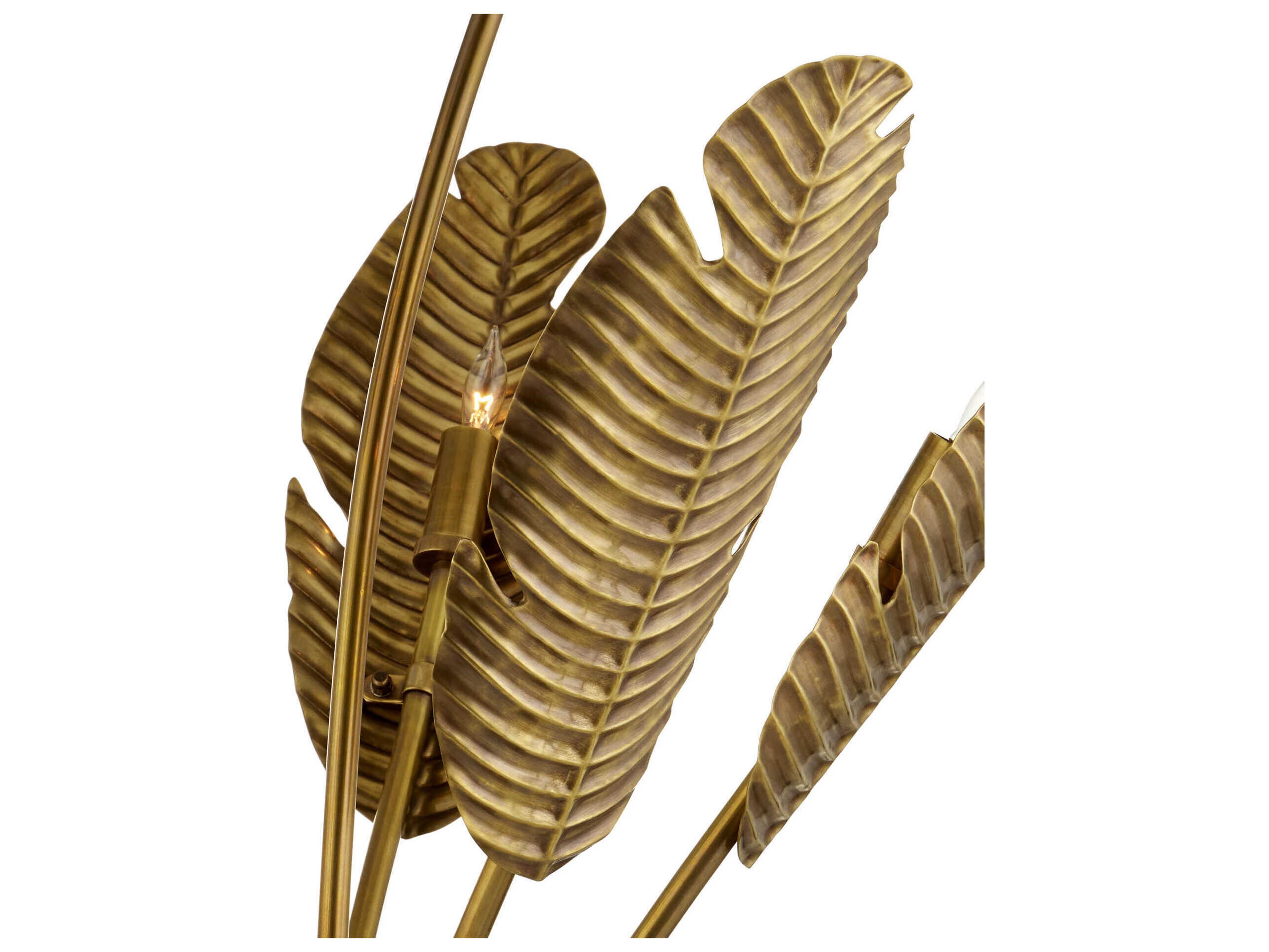 Currey & Company Tropical Vintage Brass Black Floor Lamp