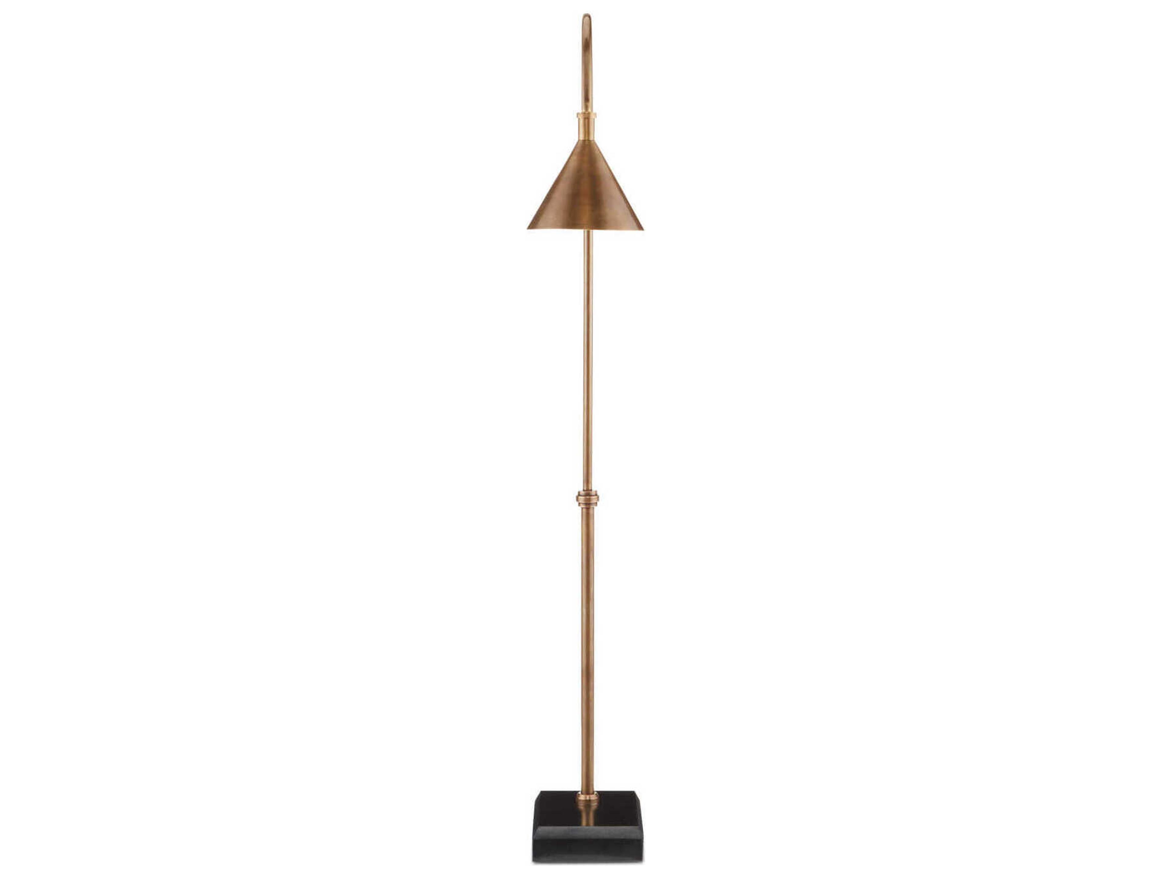 Currey & Company Vision Vintage Brass Black Floor Lamp