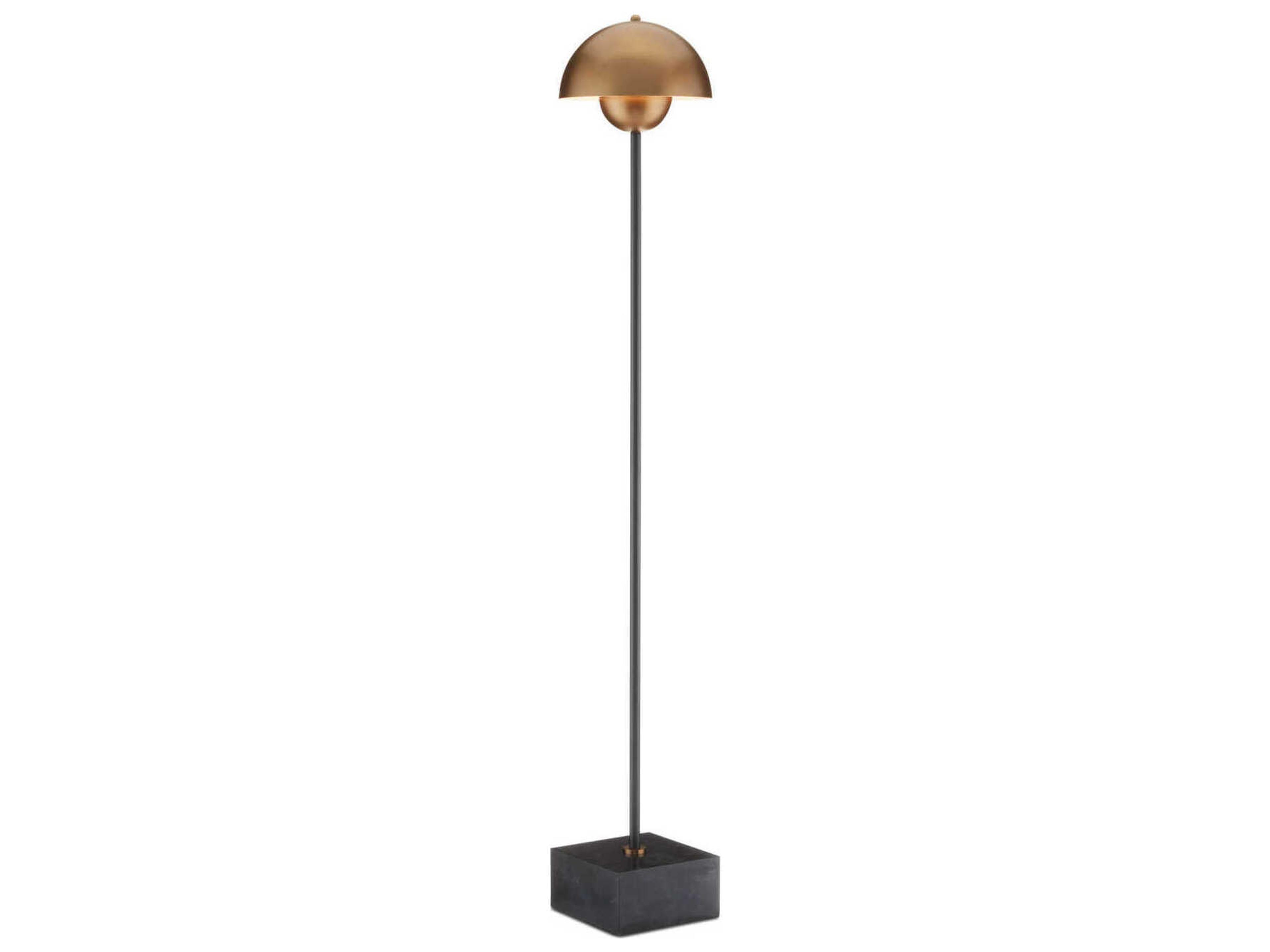 Currey & Company La Rue Brushed Brass Black Floor Lamp