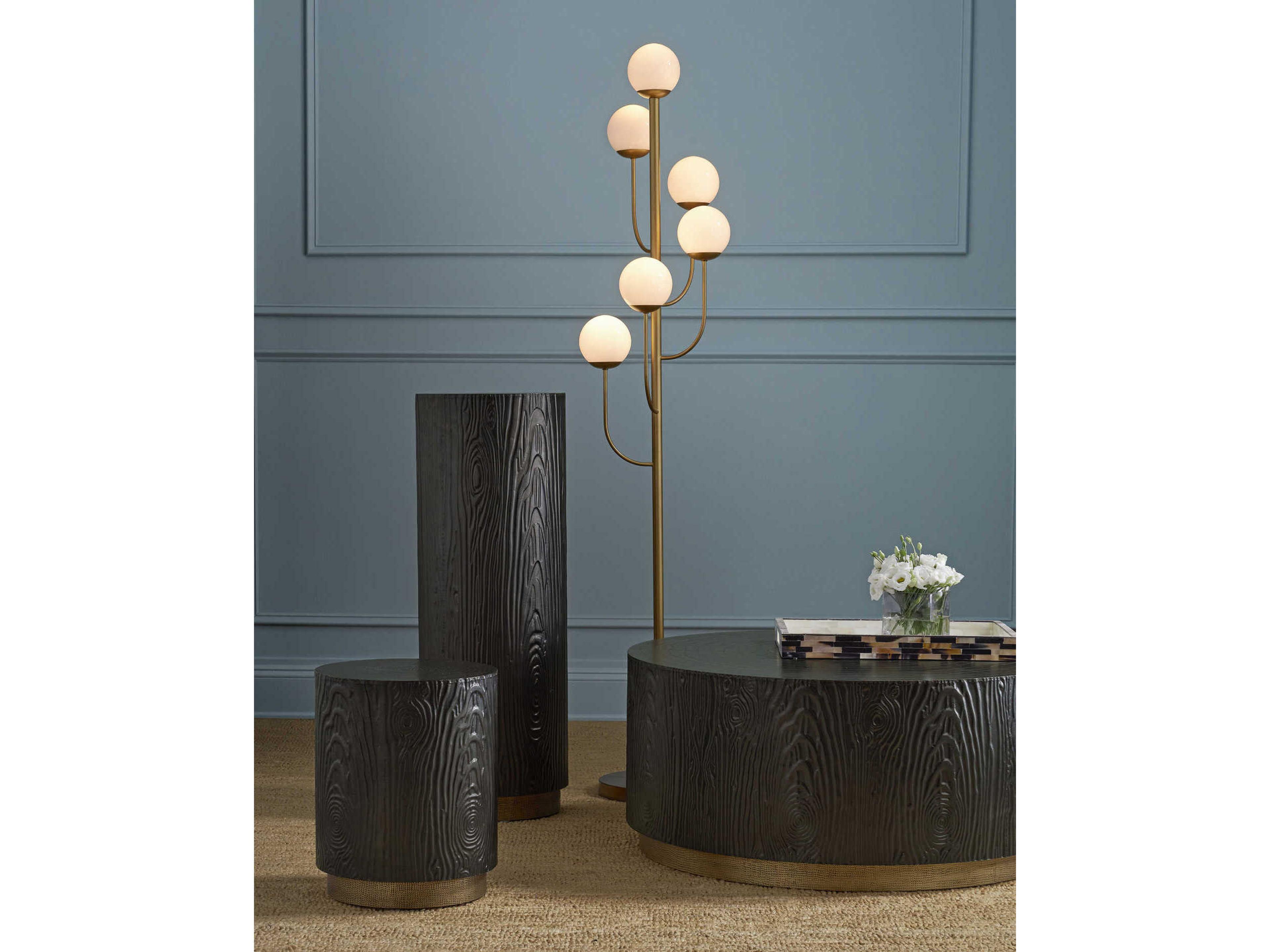 Currey & Company Farnsworth Brass Glass Floor Lamp