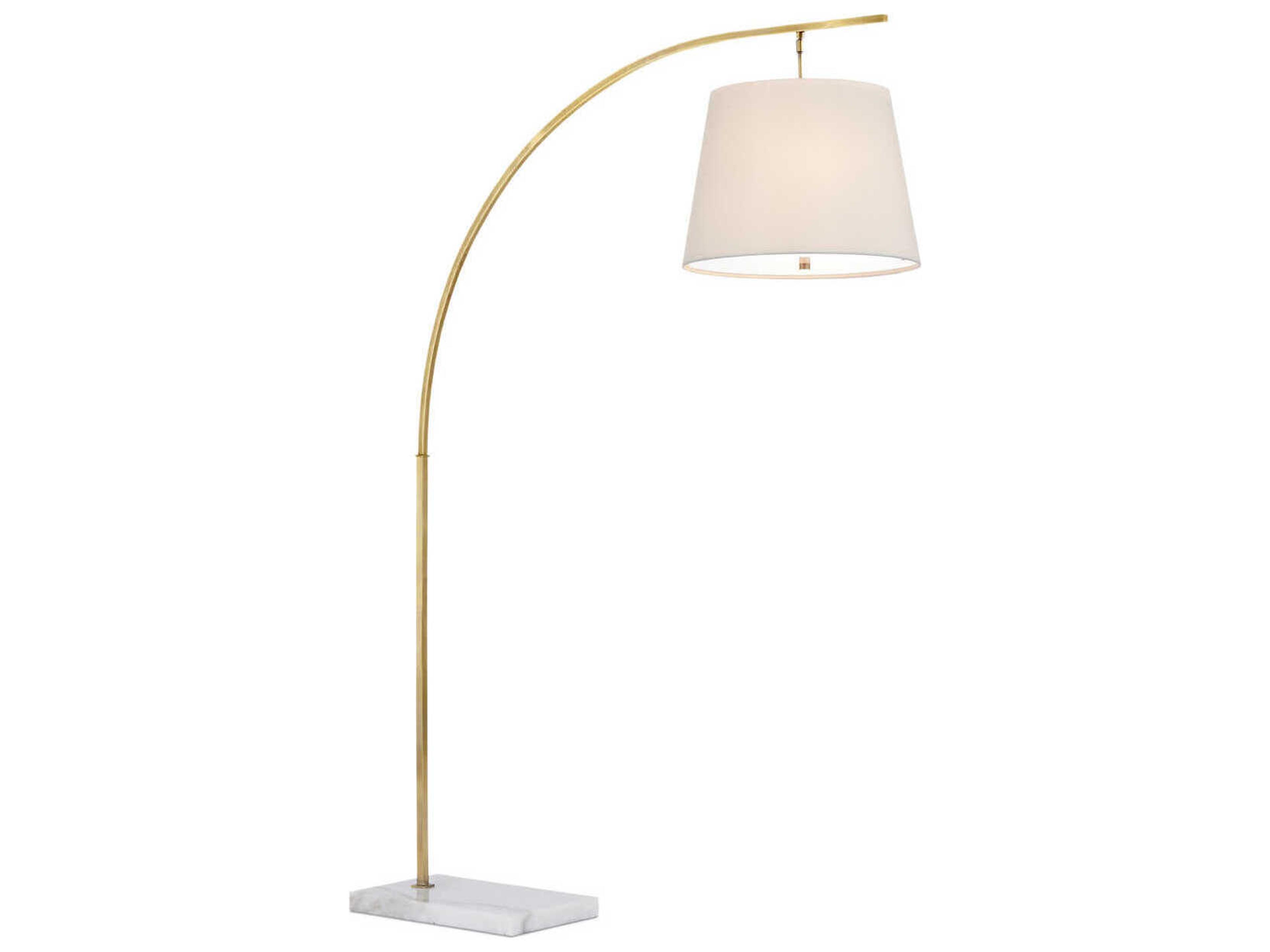 Currey & Company Cloister Antique Brass White Floor Lamp