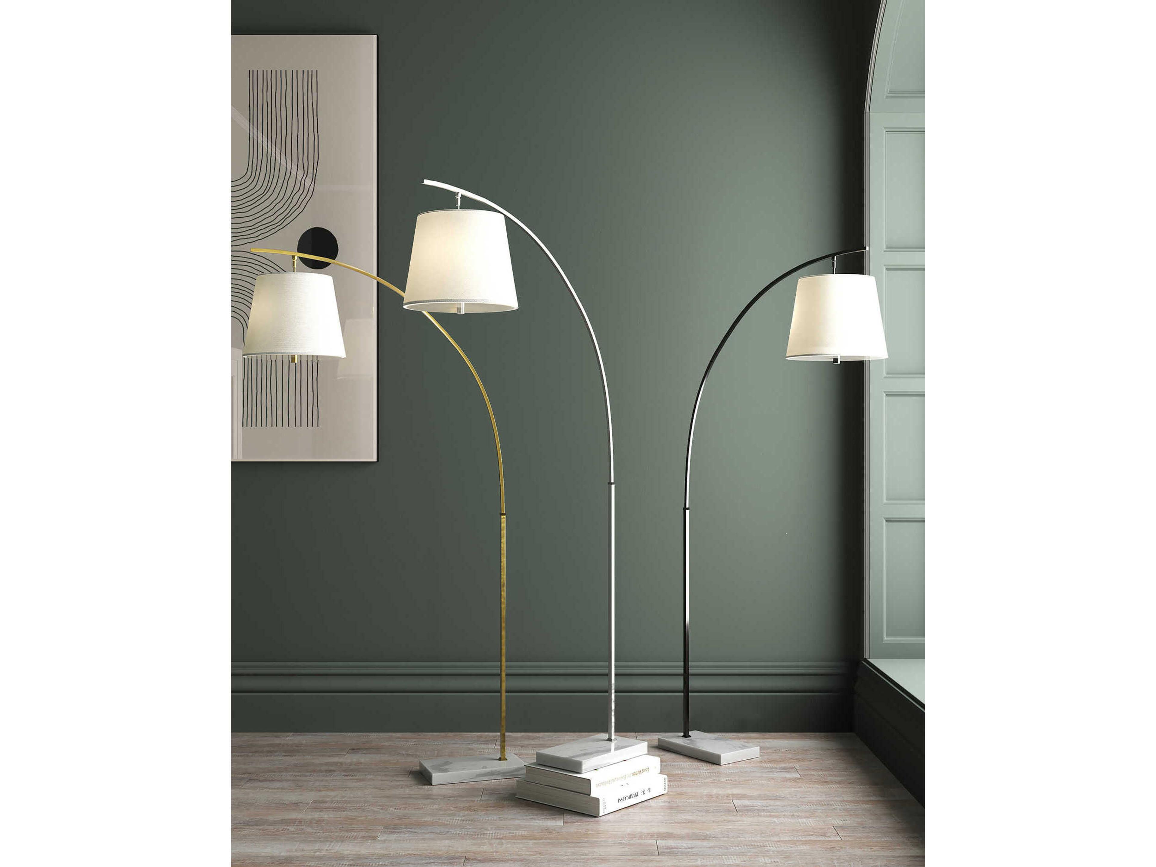Currey & Company Cloister Oil Rubbed Bronze White Floor Lamp
