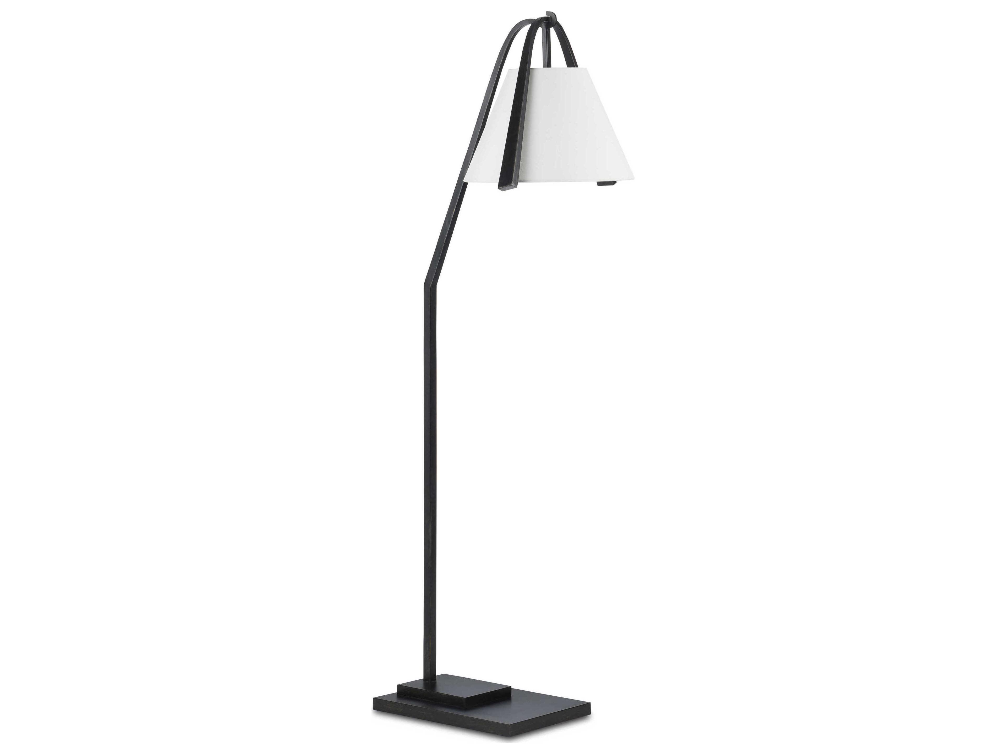 Currey & Company Frey 1-Light Satin Black brushed Brown Floor Lamp