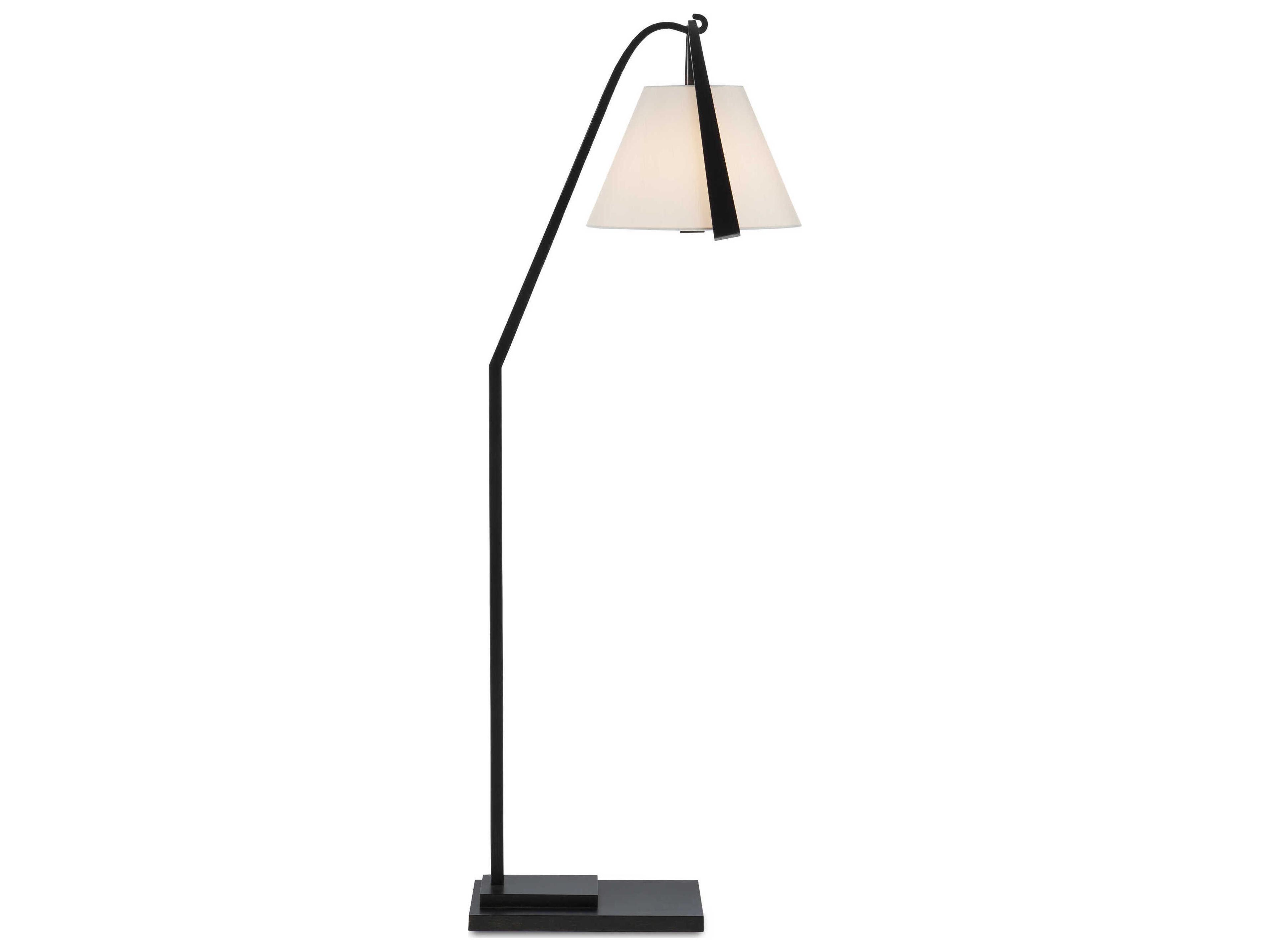 Currey & Company Frey 1-Light Satin Black brushed Brown Floor Lamp