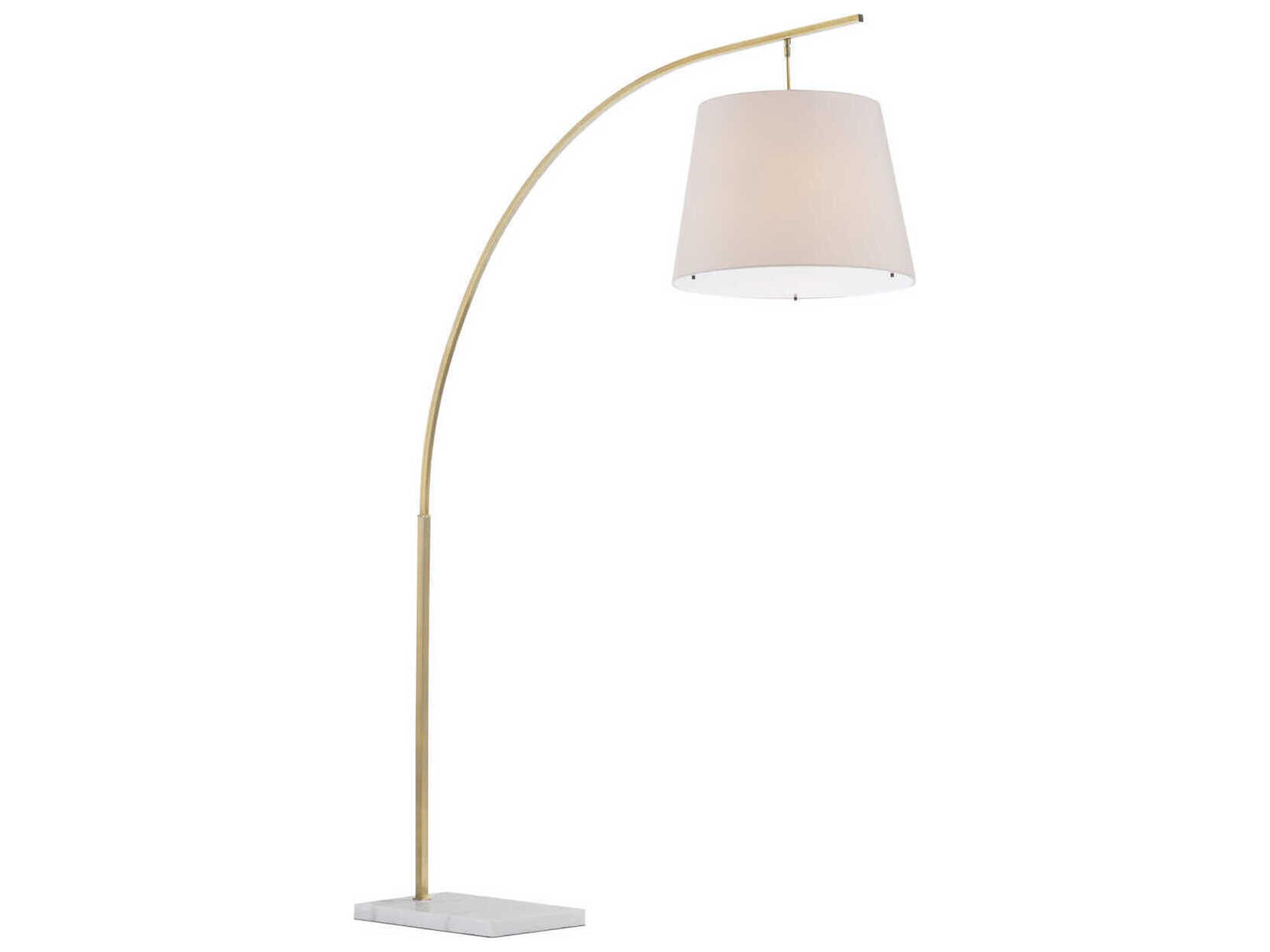 Currey & Company Cloister Antique Brass White Off Shantung Floor Lamp