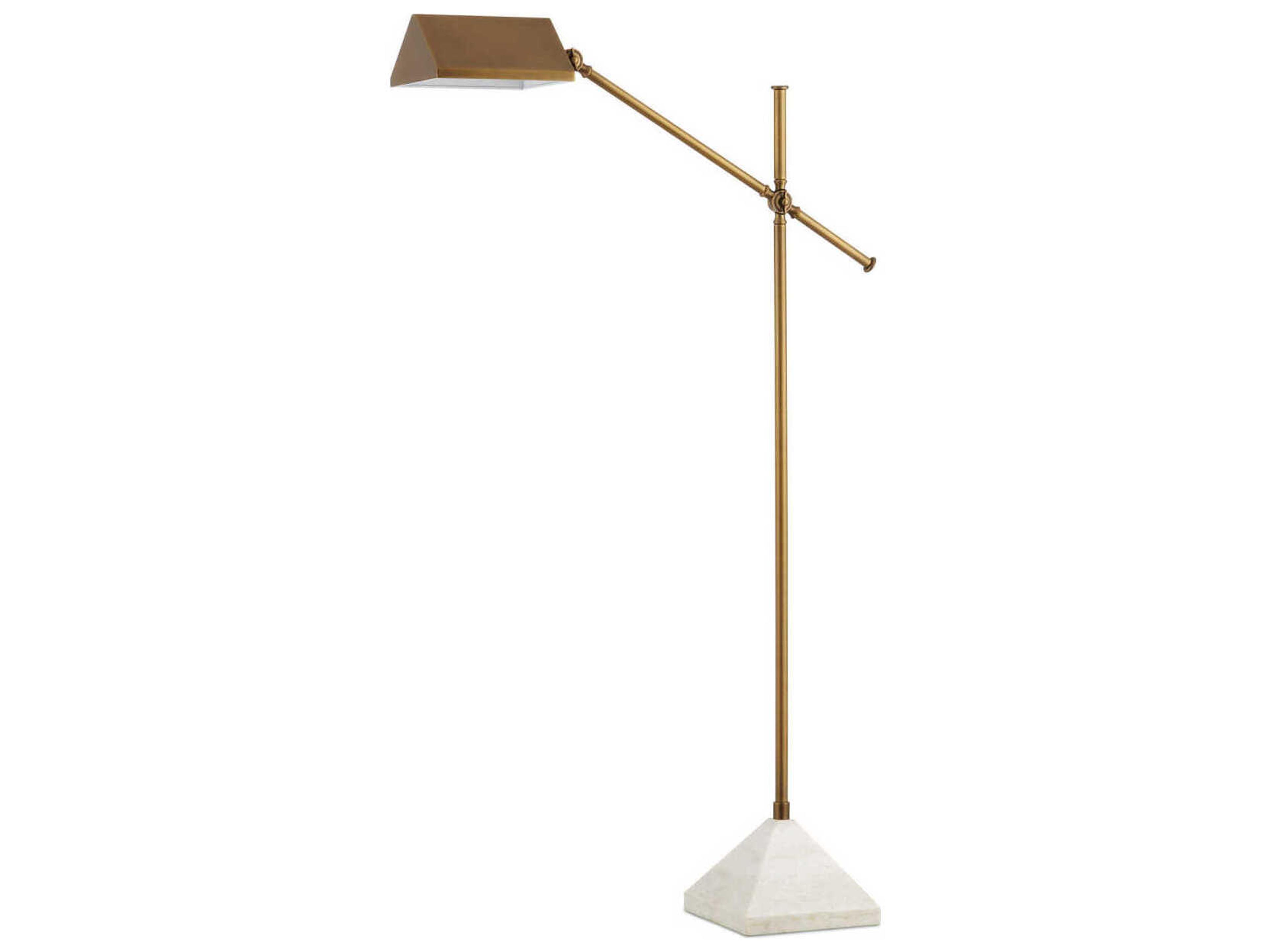 Currey & Company Repertoire Antique Brass White Floor Lamp