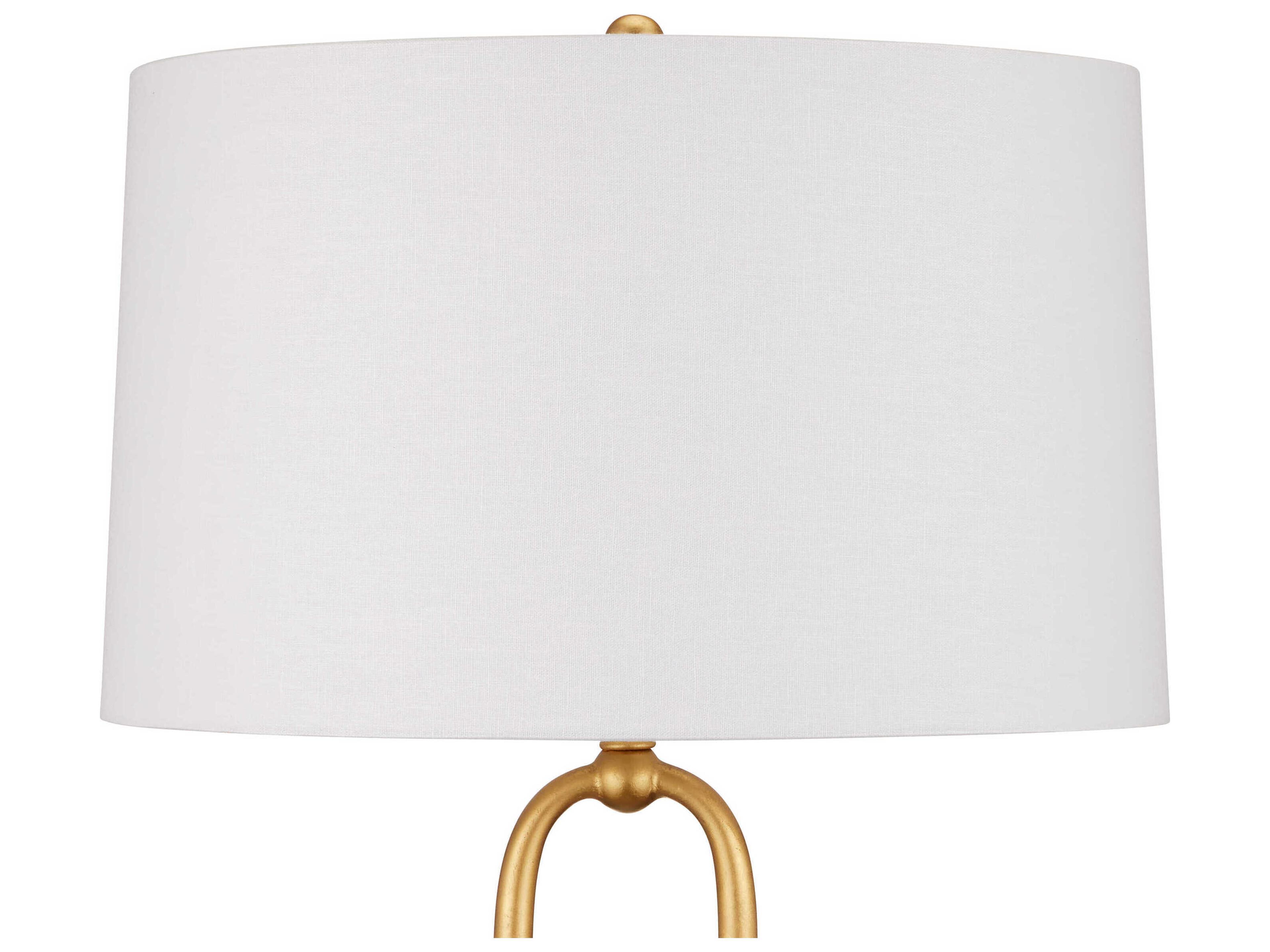 Currey & Company Glossary Contemporary Gold Leaf Natural Off White Linen Floor Lamp