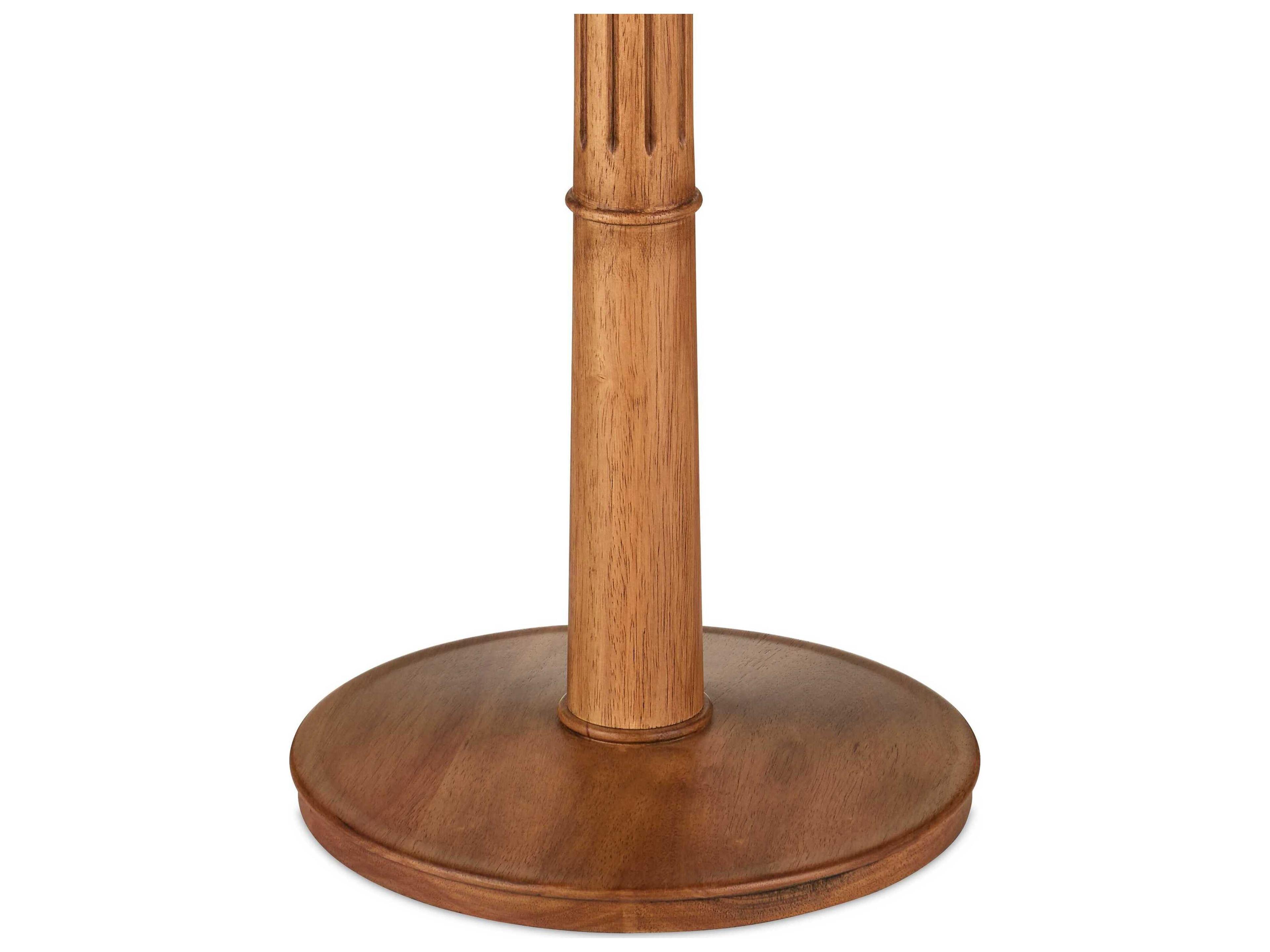 Currey & Company Mitford Natural Bone Linen Knife Pleated Wood Floor Lamp